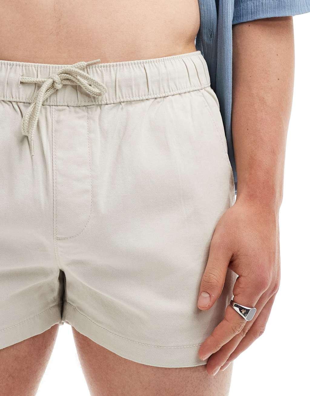 ASOS DESIGN slim chino shorts in stone Product Image