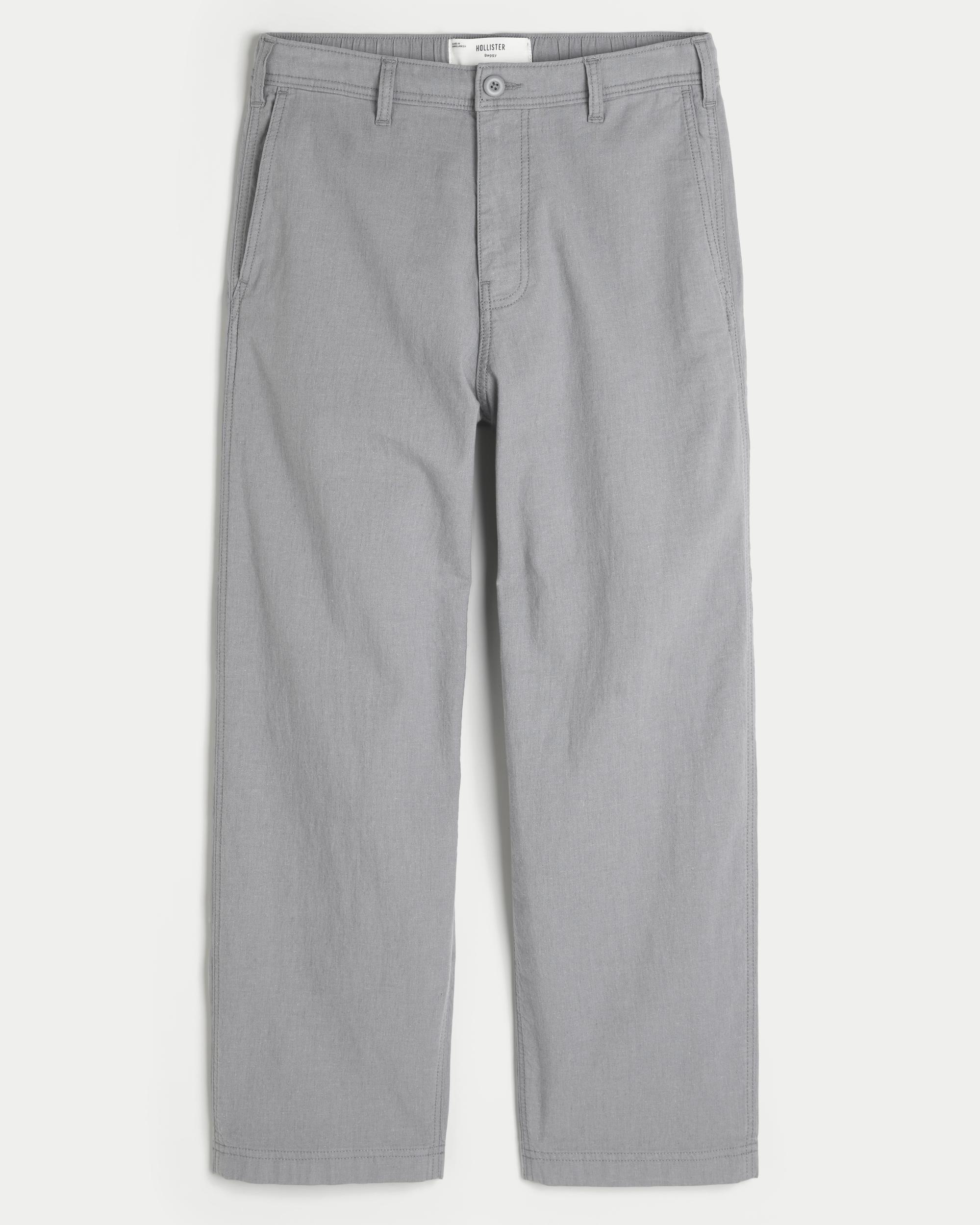 Linen-Blend Flex Waist Baggy Pants Product Image