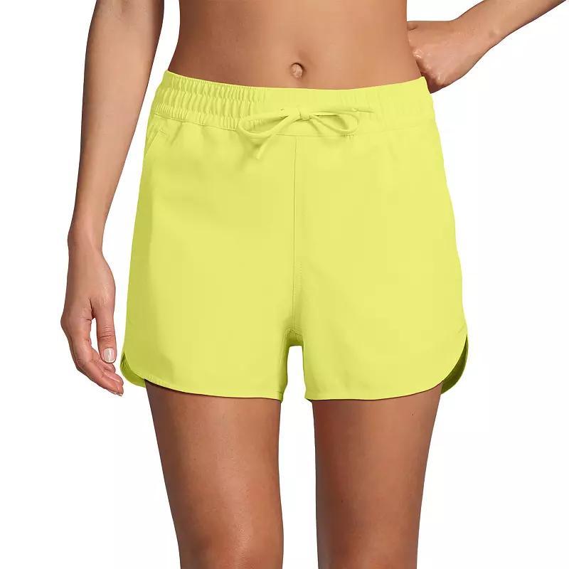 Womens Lands End Woven Packable Dolphin Hem Swim Cover-Up Shorts Sunlight Green Product Image