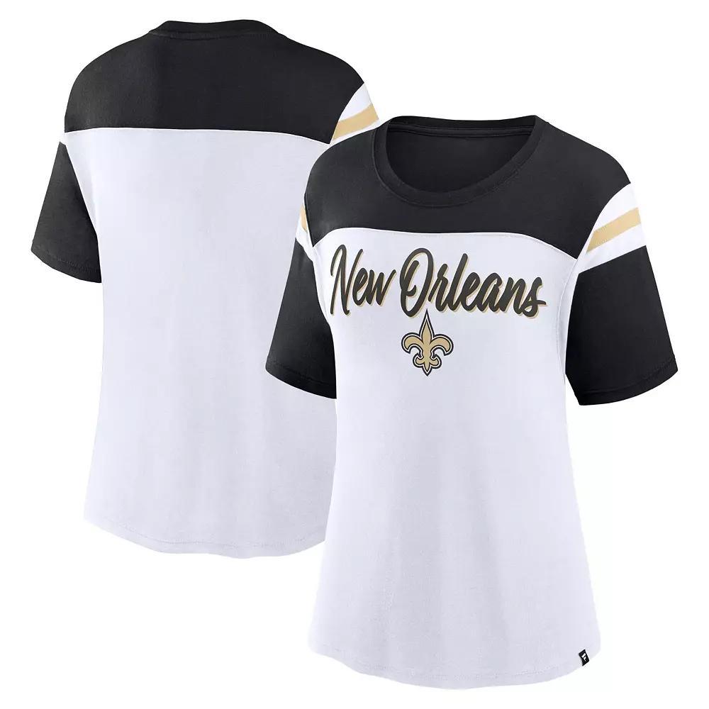 Women's Fanatics White/Black New Orleans Saints Cheer Chant Fashion T-Shirt, Size: Large Product Image