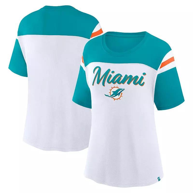 Womens Fanatics /Aqua Miami Dolphins Cheer Chant Fashion T-Shirt Product Image