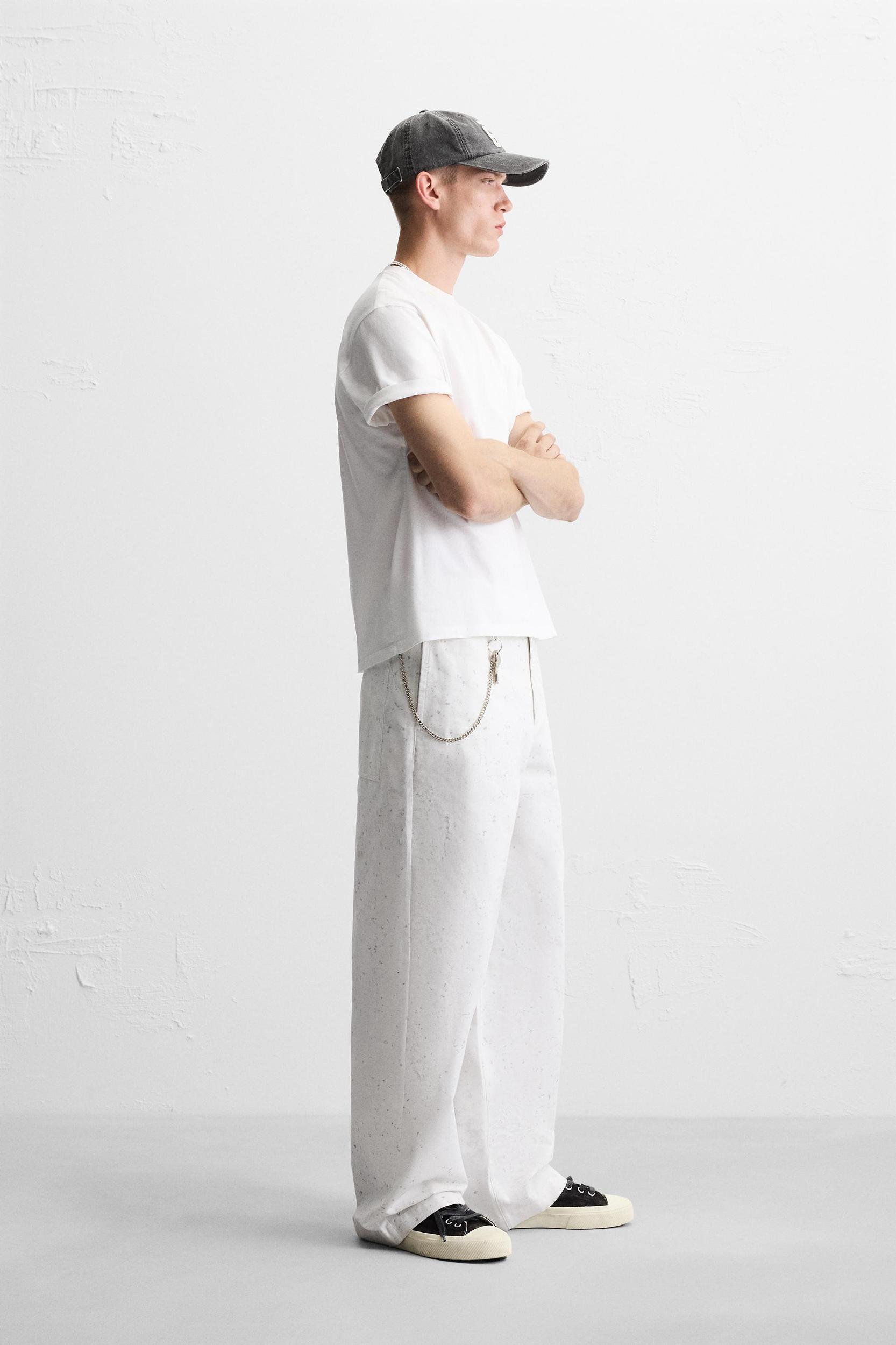 WIDE FIT ABSTRACT PRINT PANTS Product Image