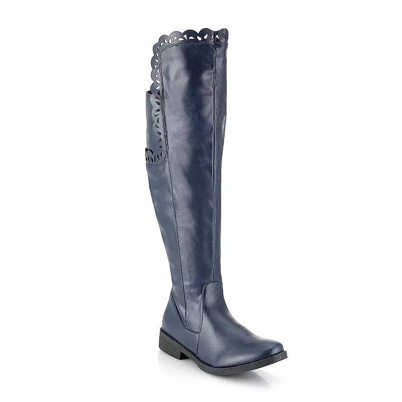 Henry Ferrera Charm-504 Womens Thigh-High Boots Blue Product Image