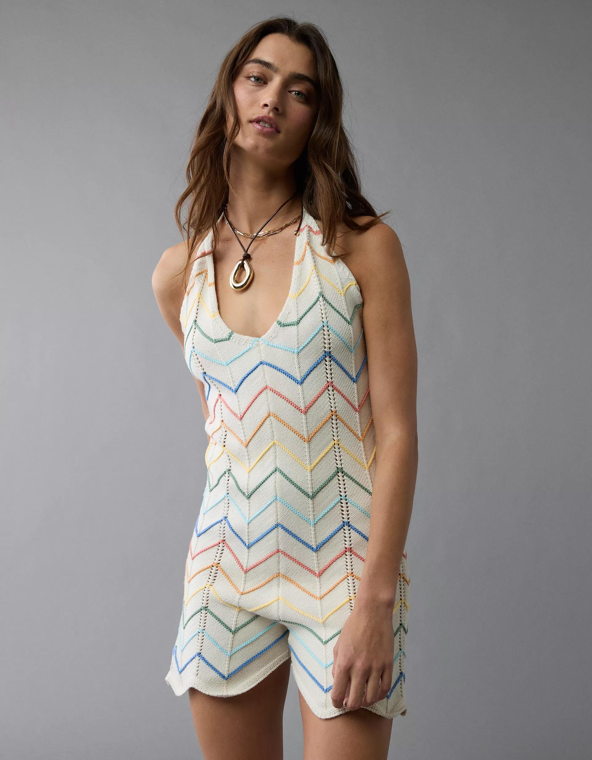 AE Pride Halter Crochet Romper Product Image