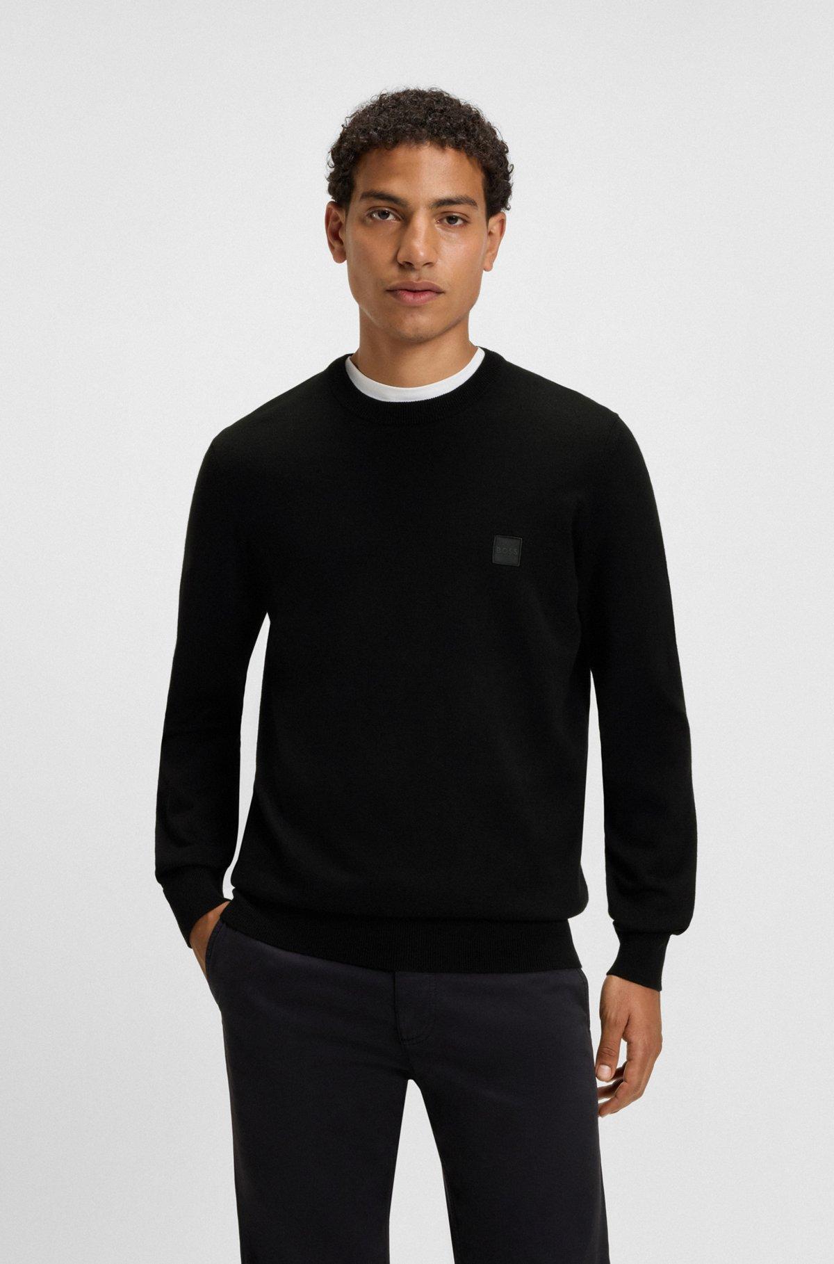 Cotton-cashmere regular-fit sweater with logo patch Product Image