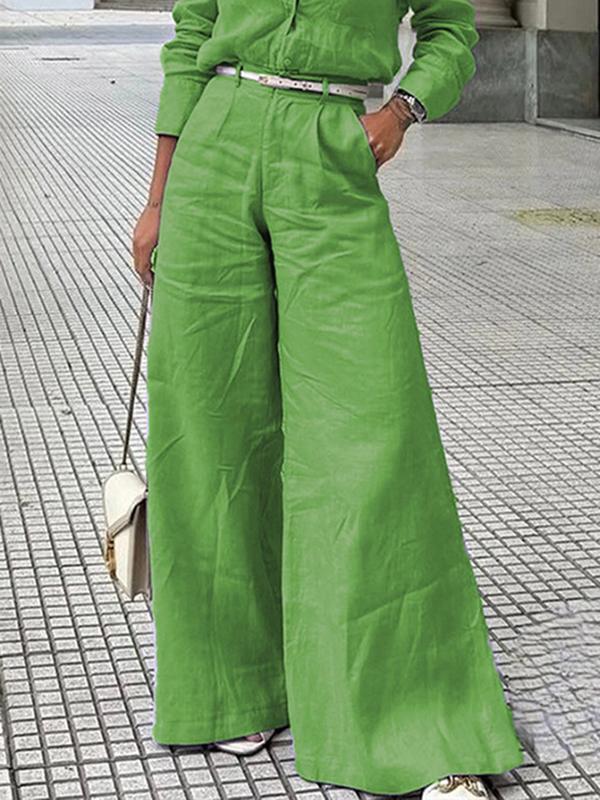 Long Sleeves Loose Solid Color Split-Joint Lapel Blouses&Shirts Tops Product Image