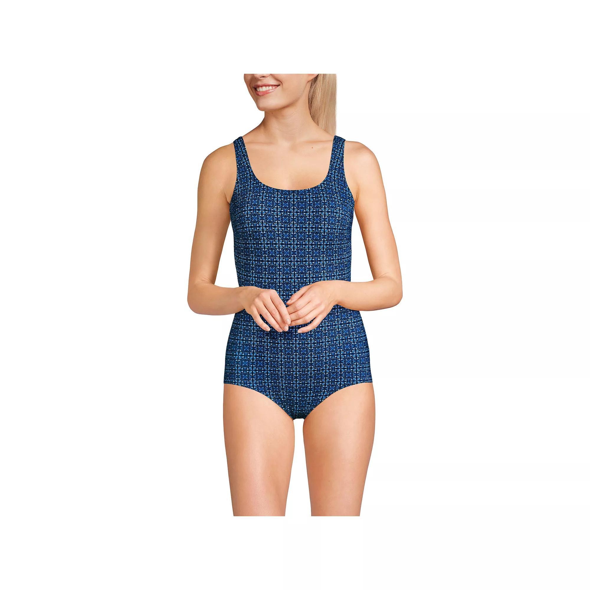 Women's Lands' End D-Cup Chlorine-Resistant Tugless Sporty One-Piece Swimsuit,  Product Image