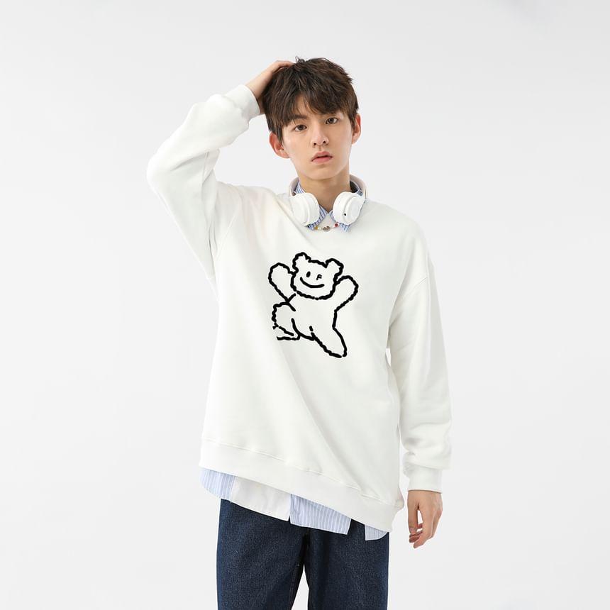 Crew Neck Cartoon Print Sweatshirt Product Image