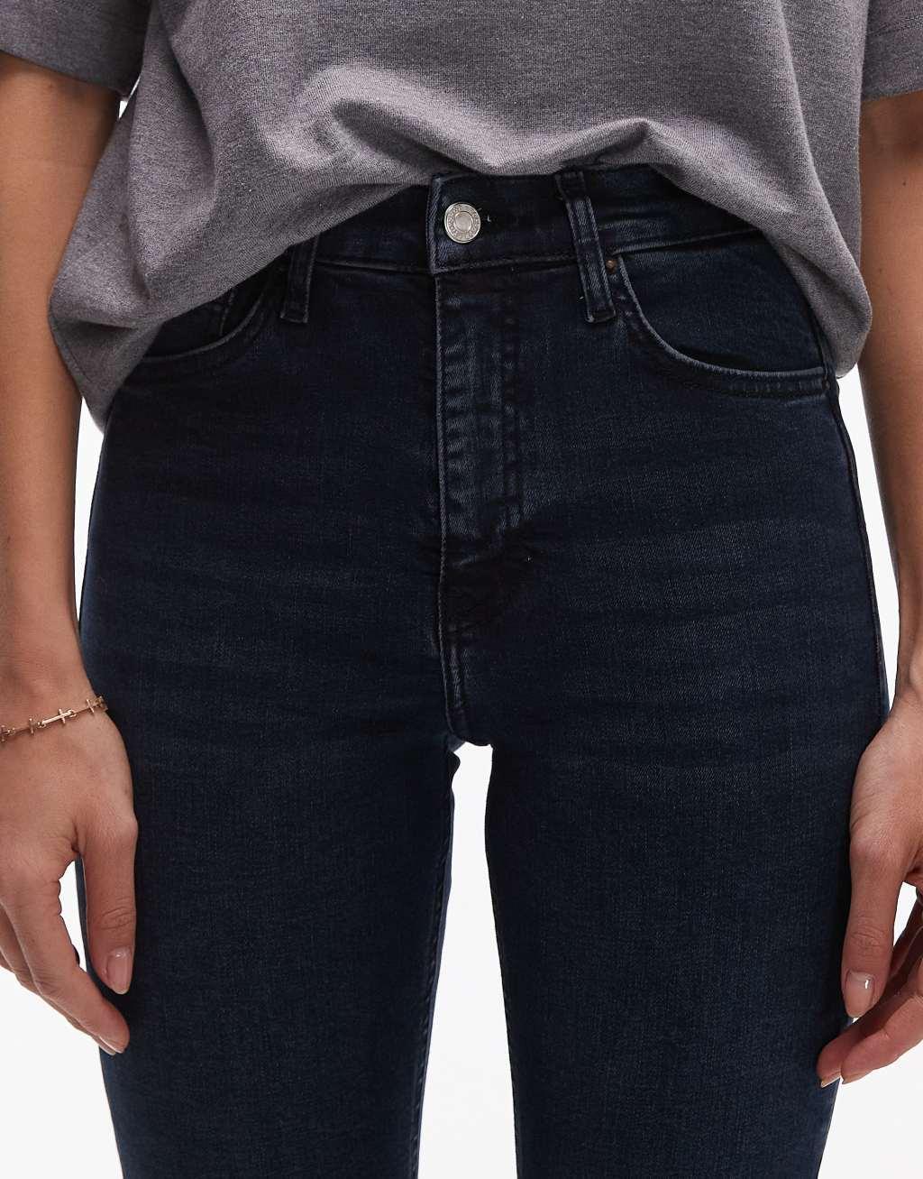 Topshop Jamie high rise skinny jeans in blue black Product Image