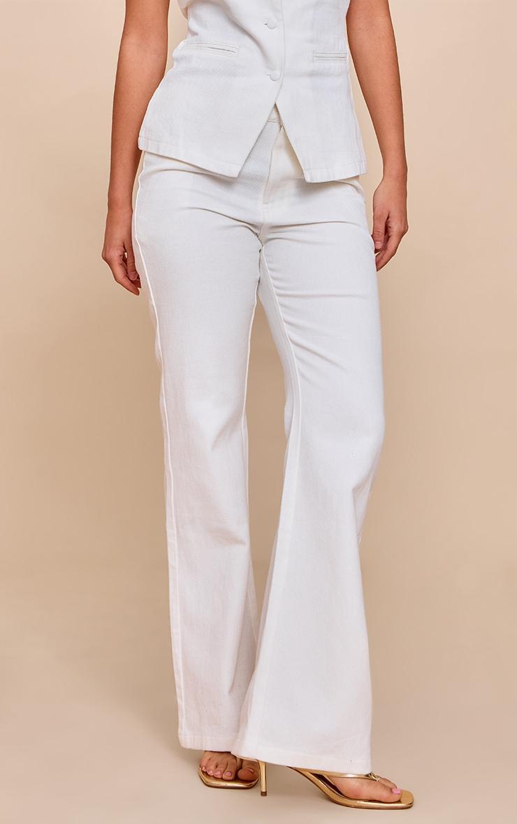 White Mid Waist Straight Leg Jeans Product Image