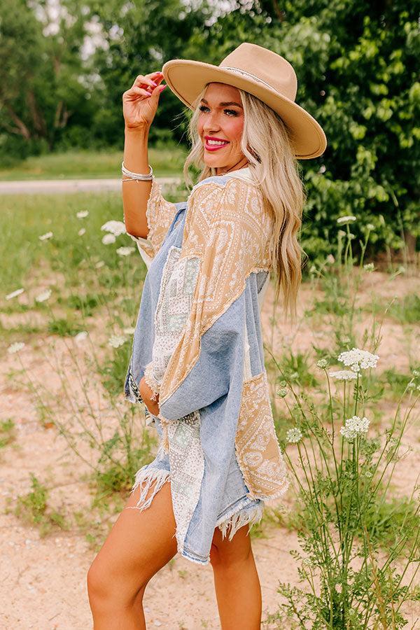 Stellar Style Color Block Top in Light Wash Product Image