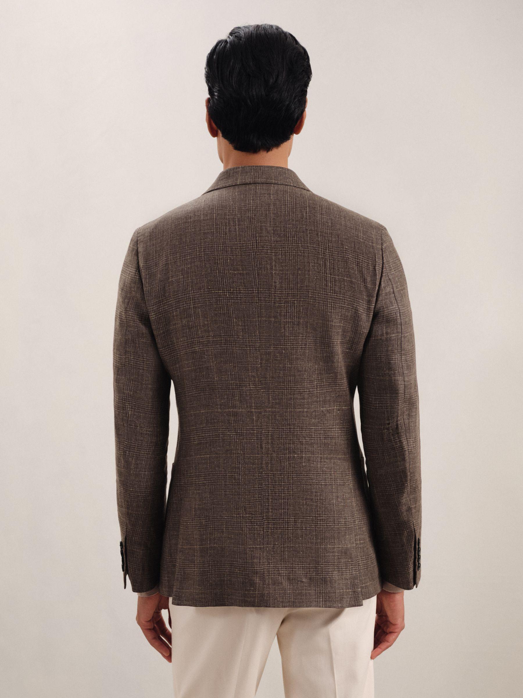 Puppytooth-Check Tailored Trousers in Soft Grey Product Image