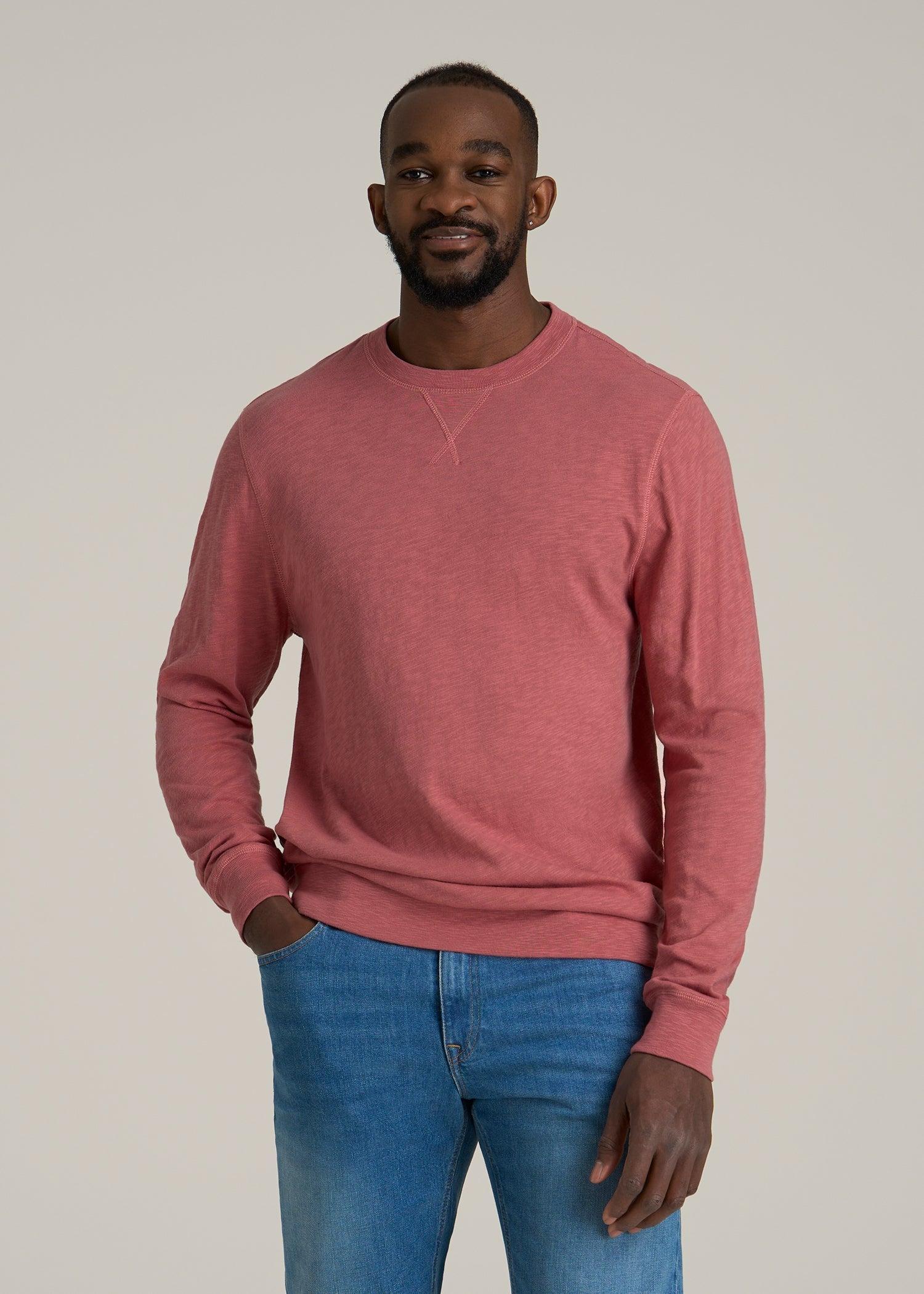 Sunwashed Slub Crewneck for Tall Men in Dusty Cedar Male Product Image