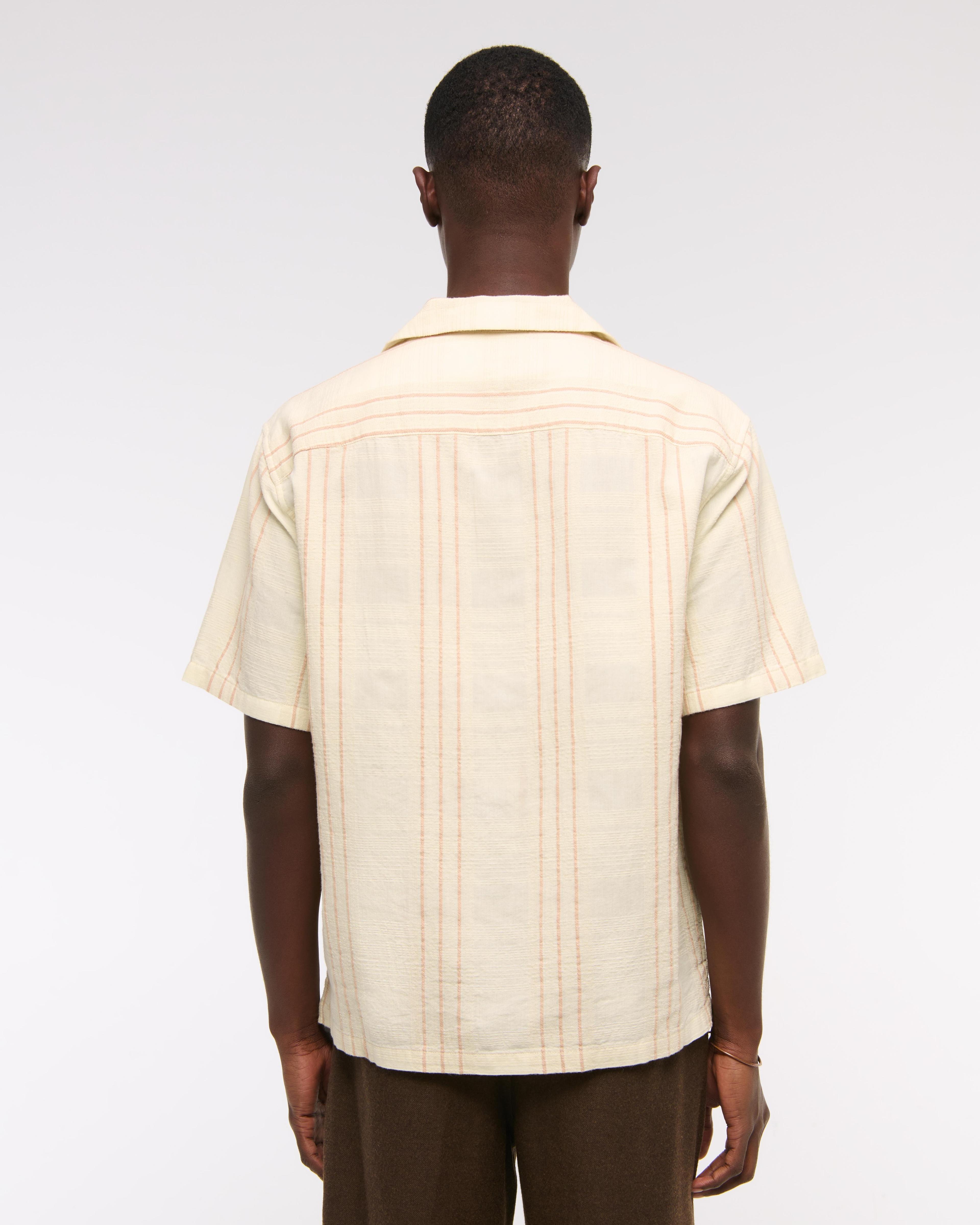 Camp Collar Textured Button-Up Shirt Product Image