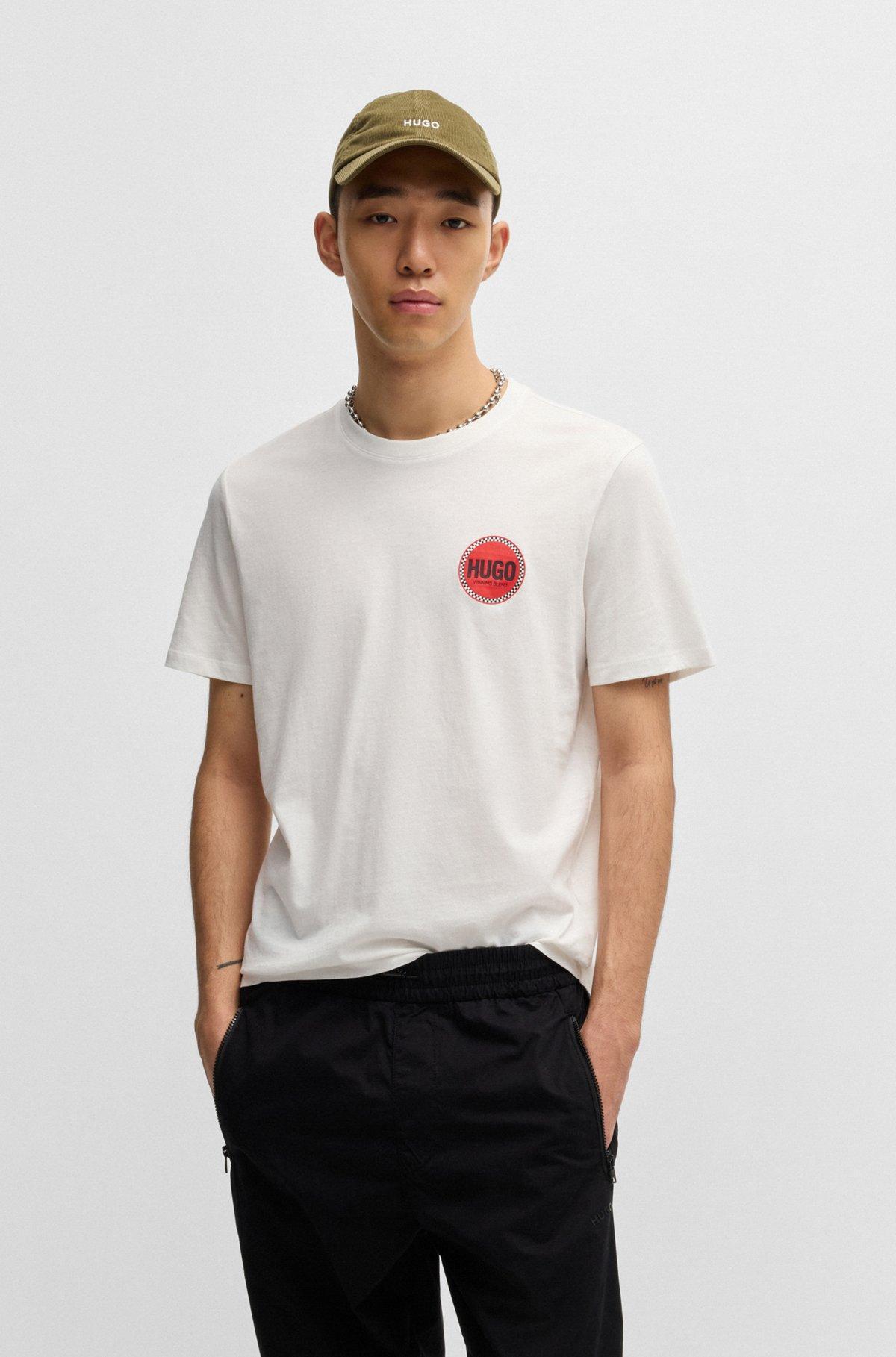 Cotton-jersey T-shirt with racing logo print Product Image