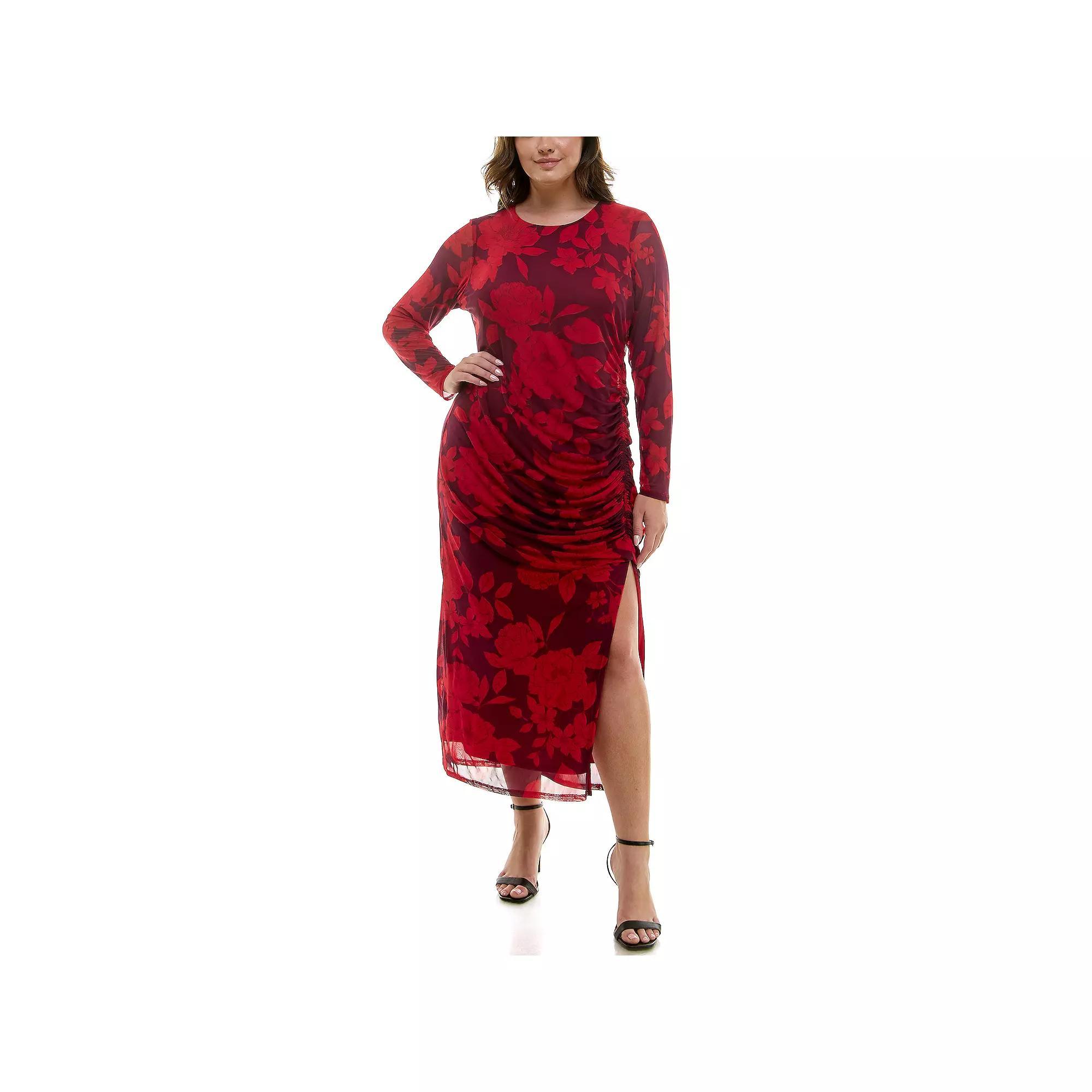 Plus Size Taylor Side Ruching Slit Bodycon Dress, Women's, Size: 20 - Regular, Purple Merlot Product Image