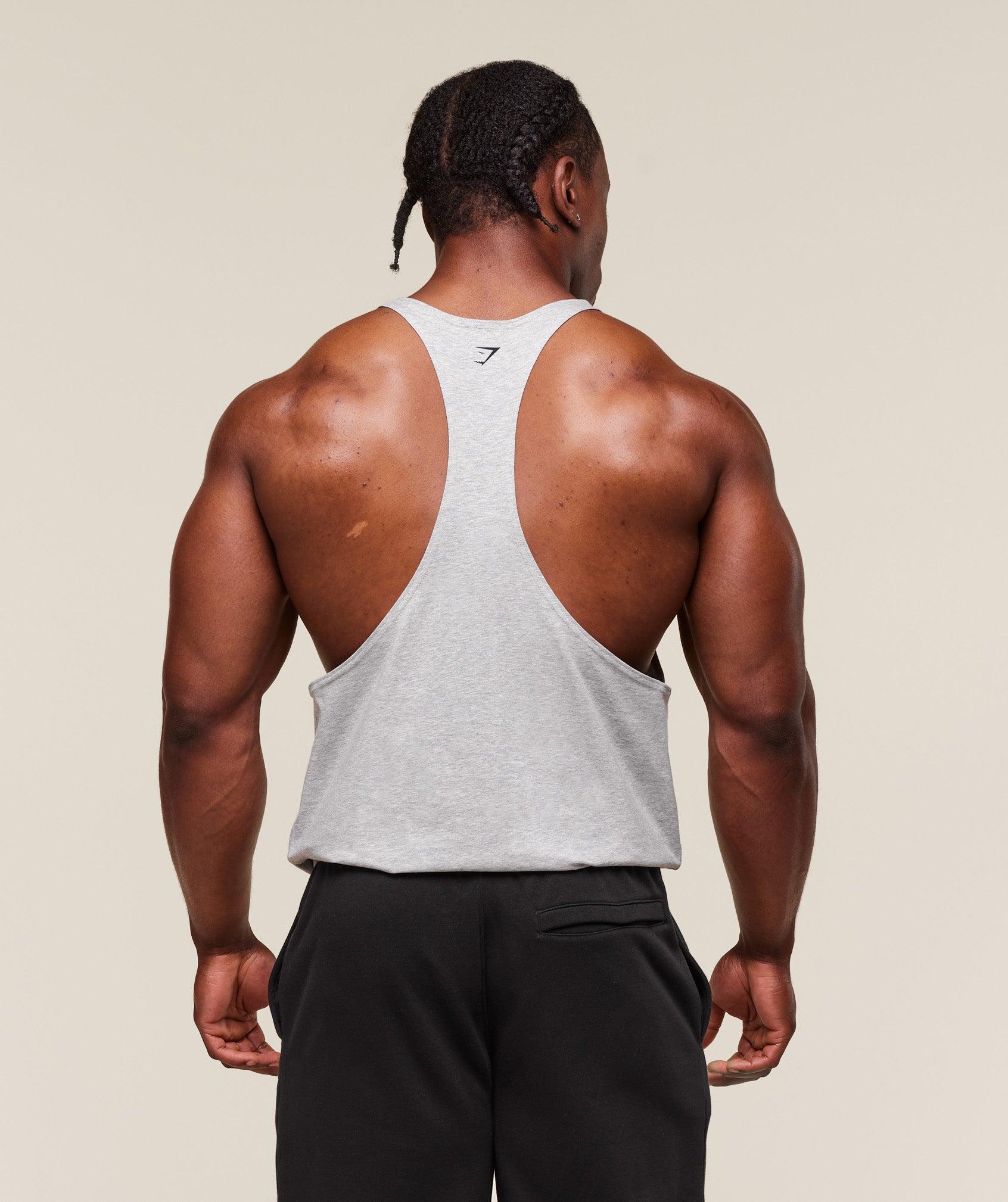 Gymshark Double Bicep Stringer - Light Grey Core Marl Male Product Image