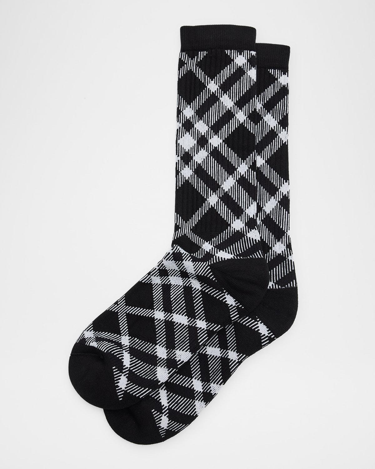 Men's Cotton Blend Check Crew Socks Product Image