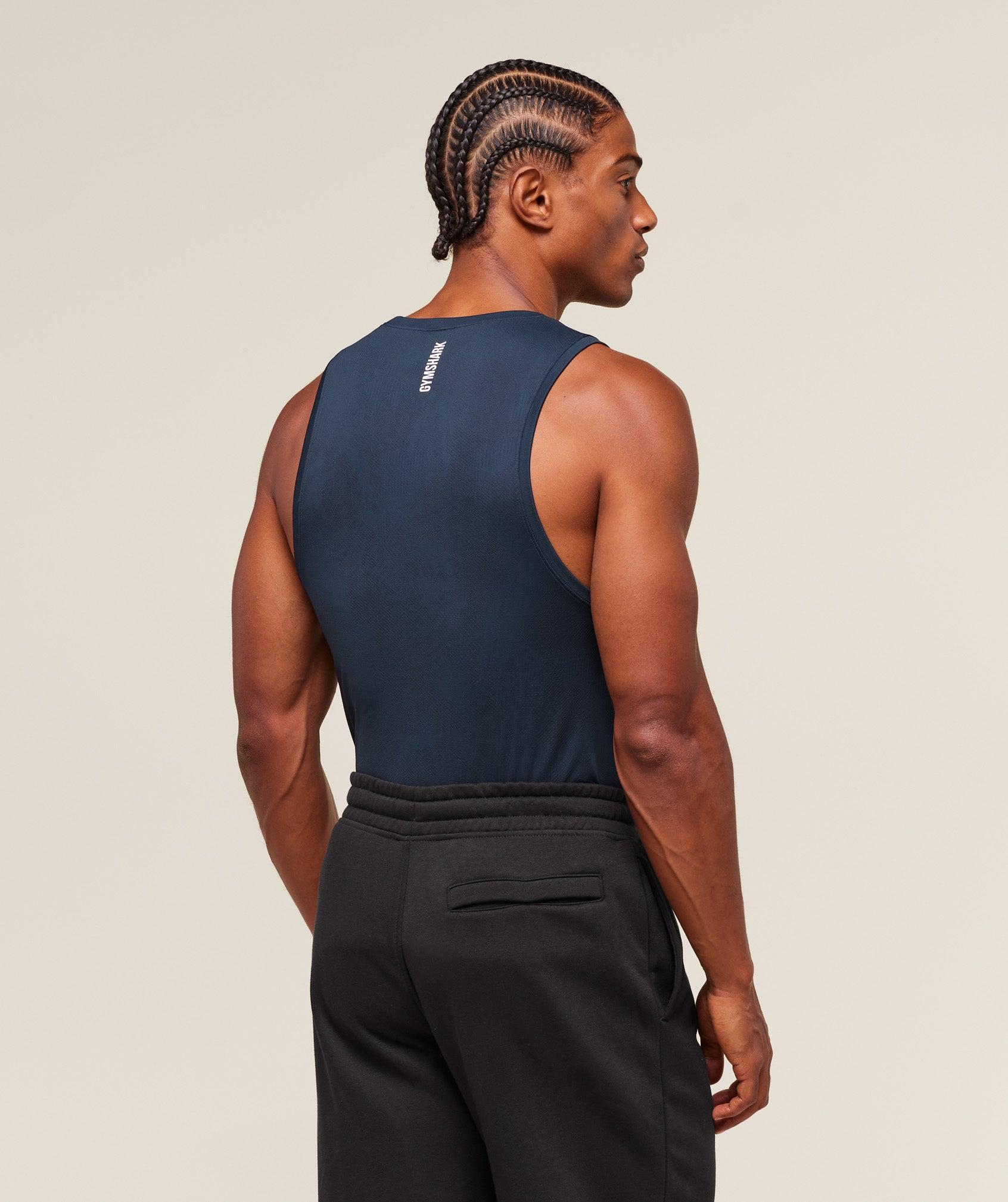 Gymshark Geo Seamless Tank - Navy/Heavy Blue Male Product Image