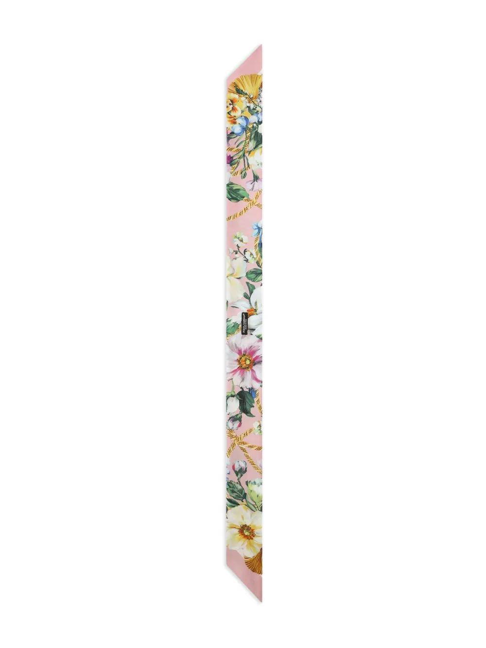 DOLCE & GABBANA Stirnband Mit Blumen-print In Rosa Product Image