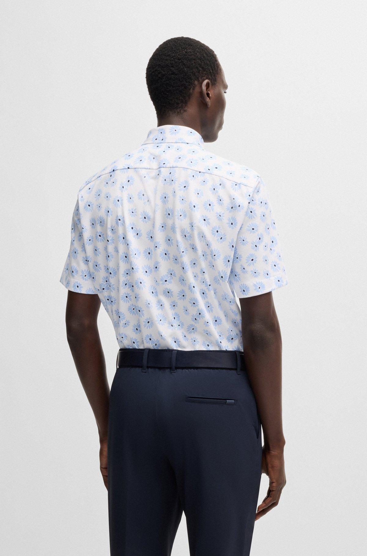 Slim-fit shirt in a floral-print cotton blend Product Image