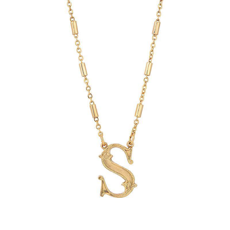 1928 Gold Tone Initial Necklace, Womens, Yellow L Product Image