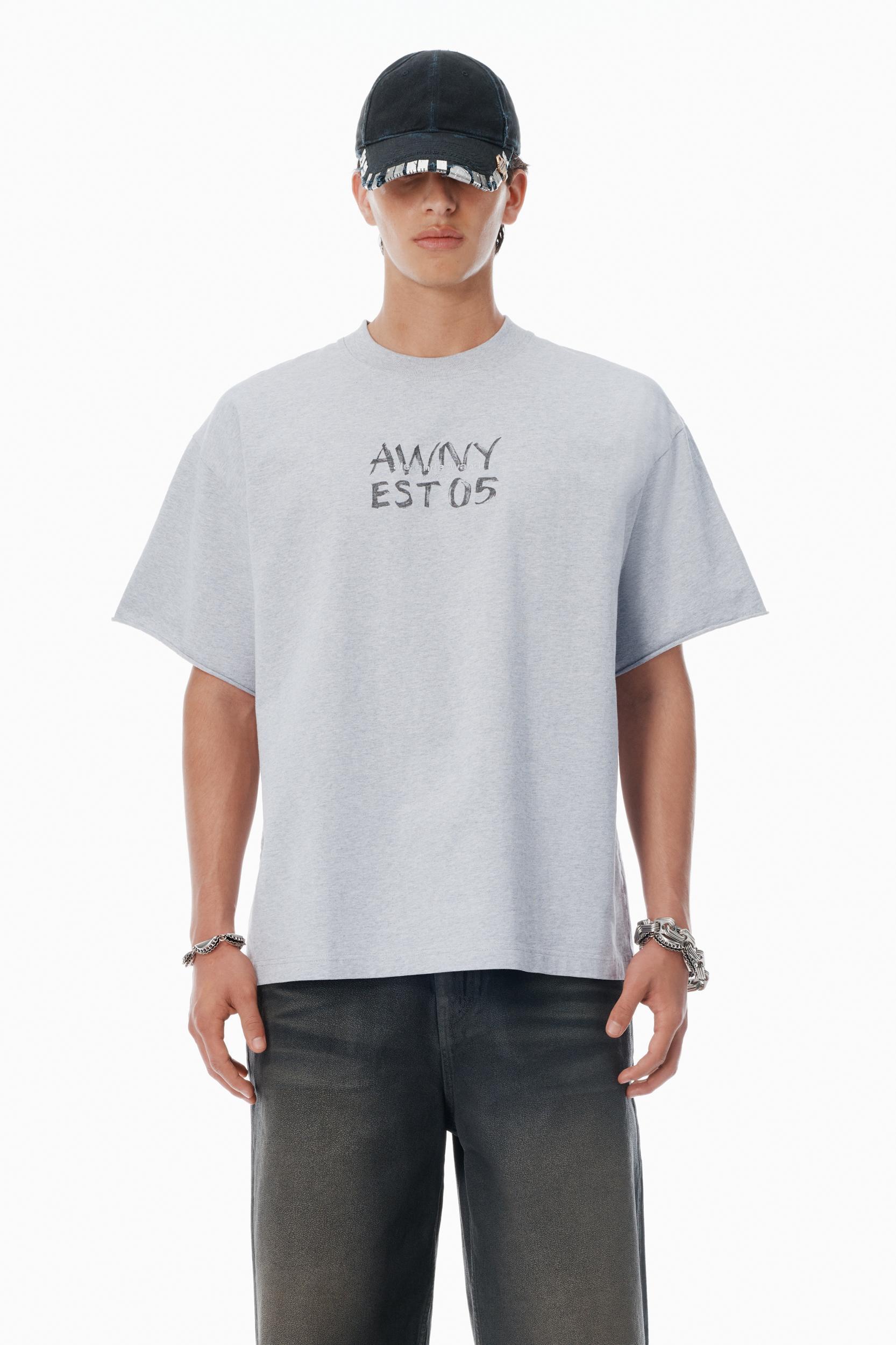 Light Grey Cotton Boxy Logo T-shirt  Product Image