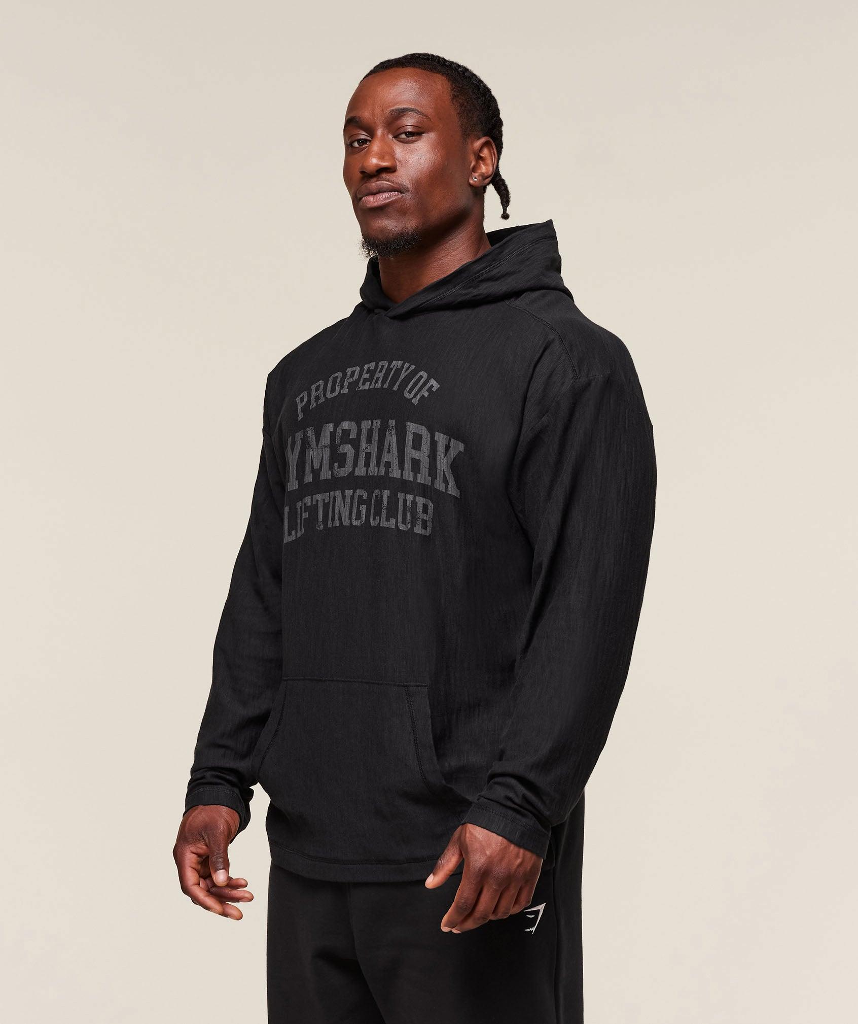 Gymshark Lightweight Slub Textured Hoodie - Black Male Product Image