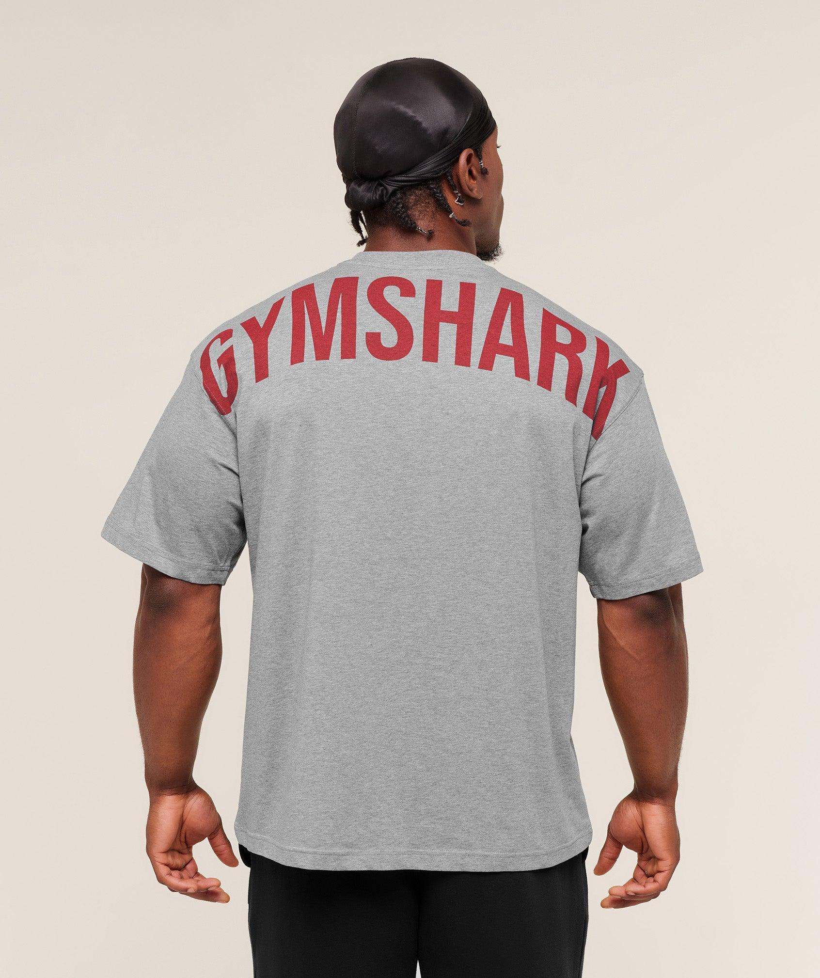 Gymshark Power T-Shirt - Charcoal Core Marl/Sets Red Male Product Image