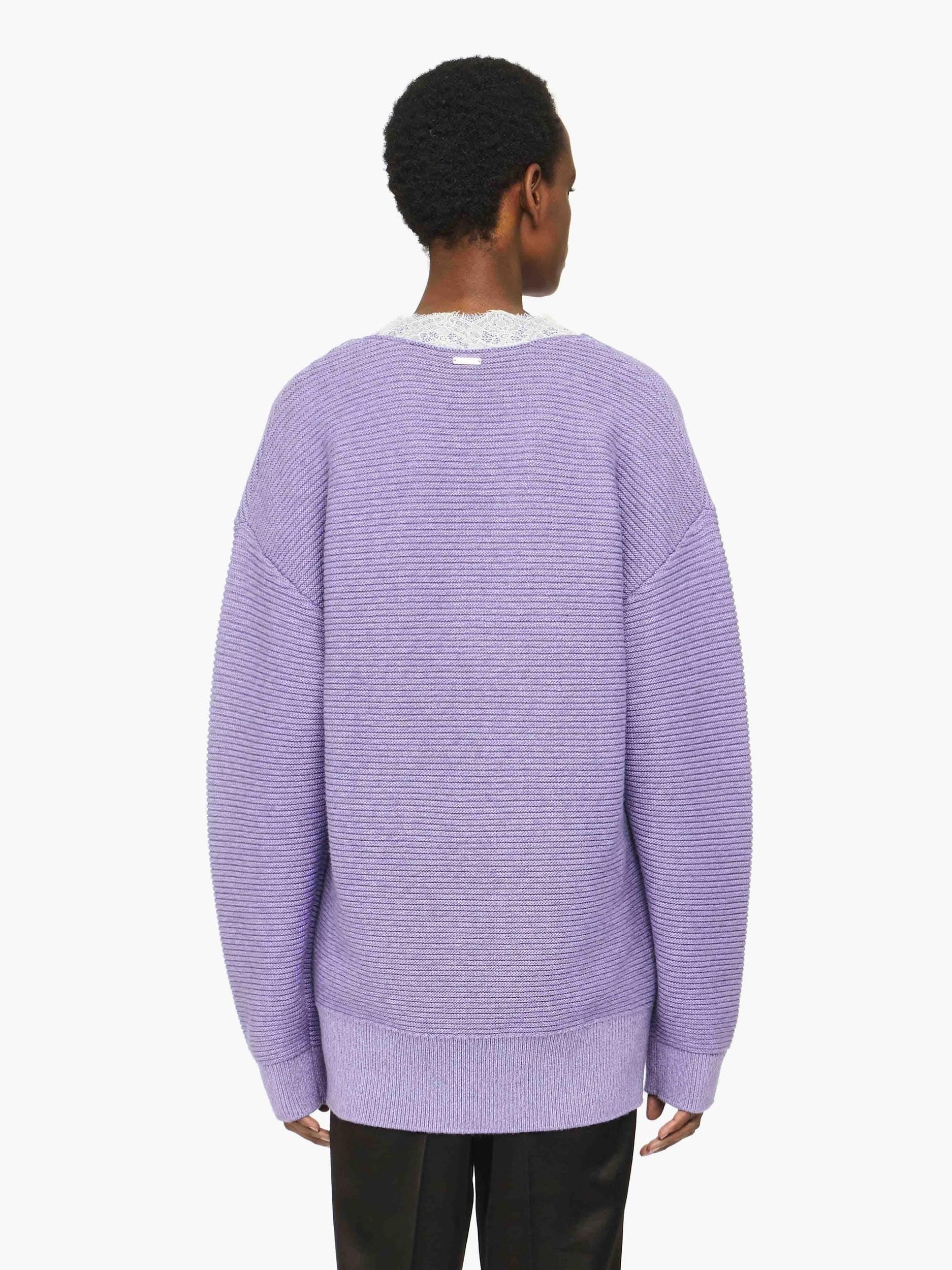 V-NECK LACE TRIM SWEATER Product Image