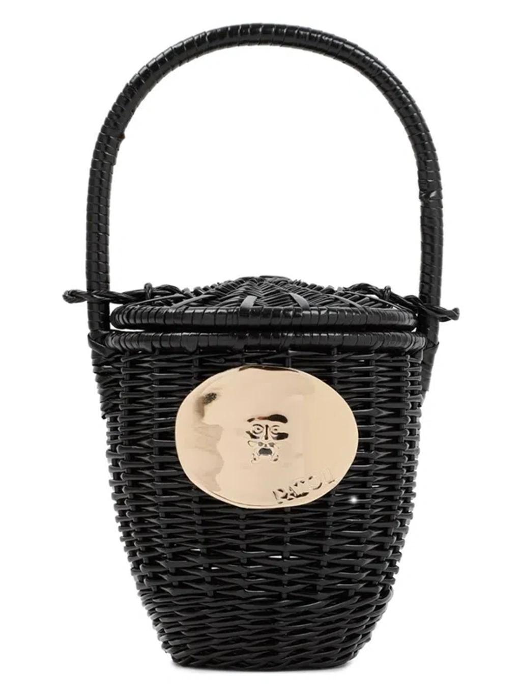 PATOU Women's Wicker Bucket Bag In Black Product Image