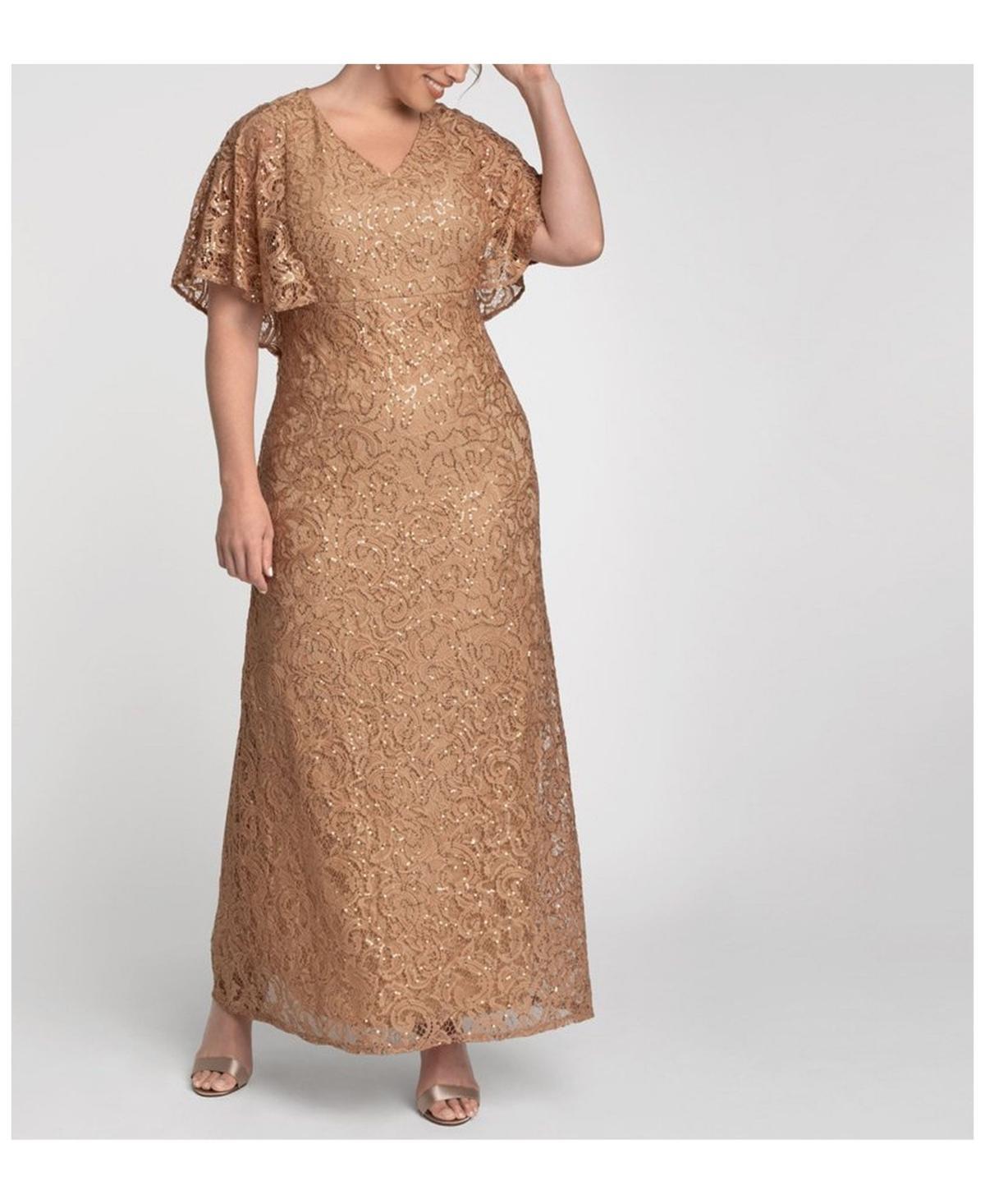 Womens Celestial Cape-Sleeve Lace Gown Product Image