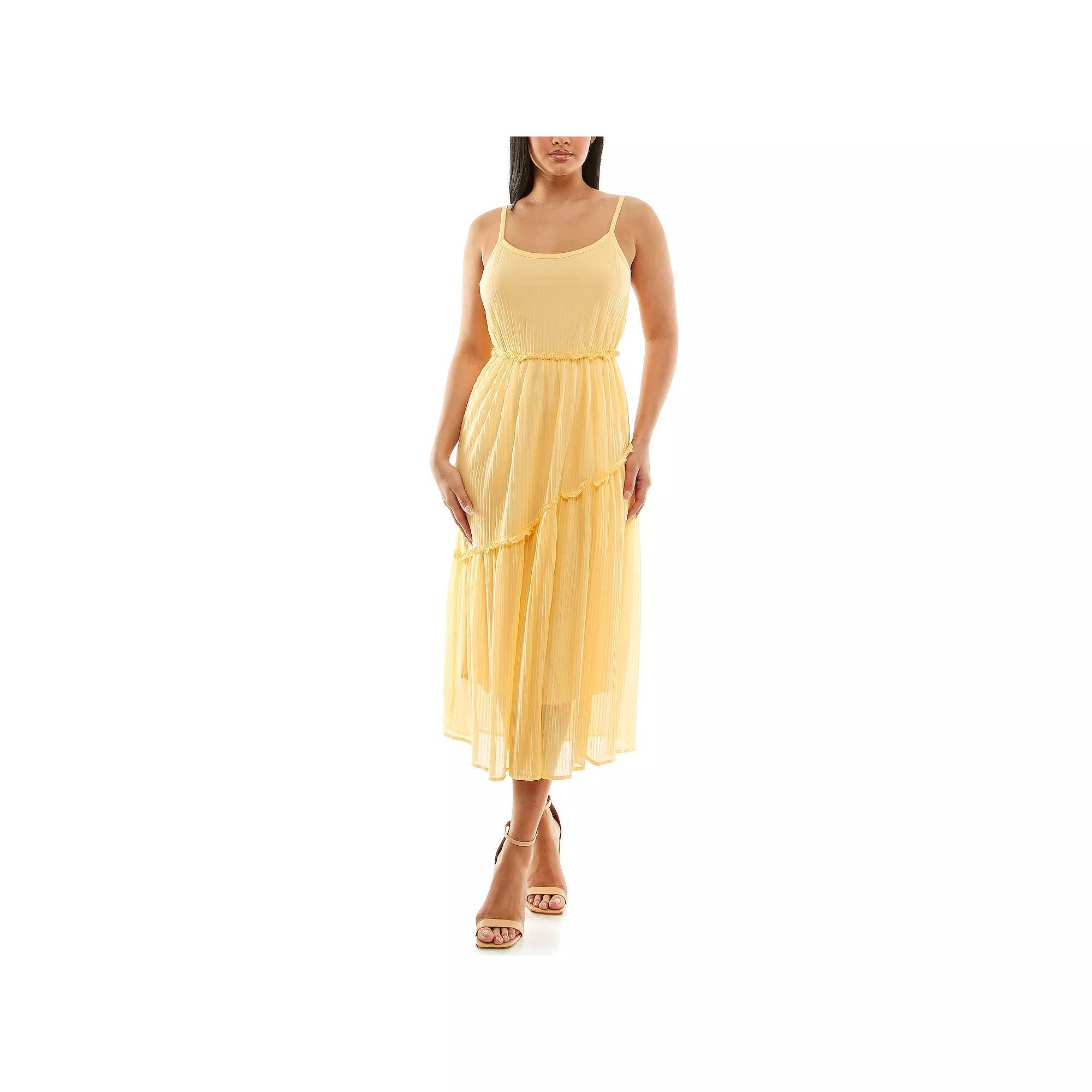 Women's Nina Leonard Pleated Maxi Dress, Size: Large, Yellow Product Image