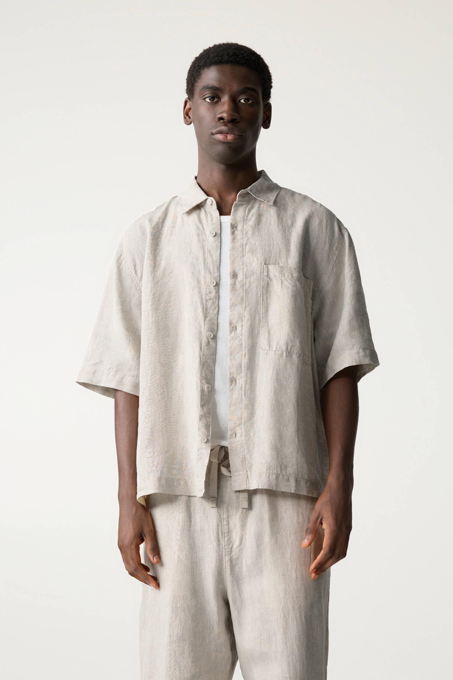 100% linen boxy shirt Product Image