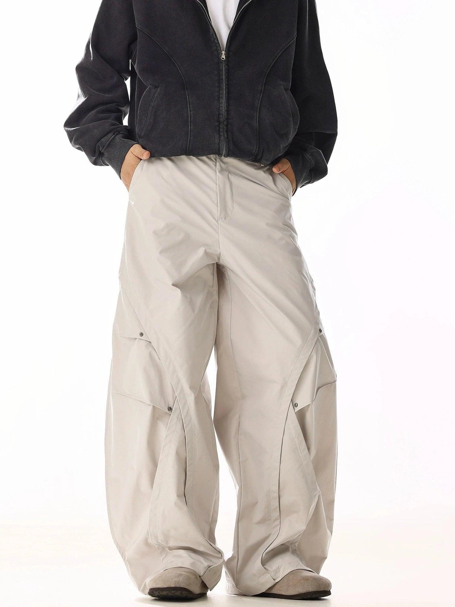 RT No. 19822 RECONSTRUCTED CREAM BAGGY STRAIGHT PANTS Product Image