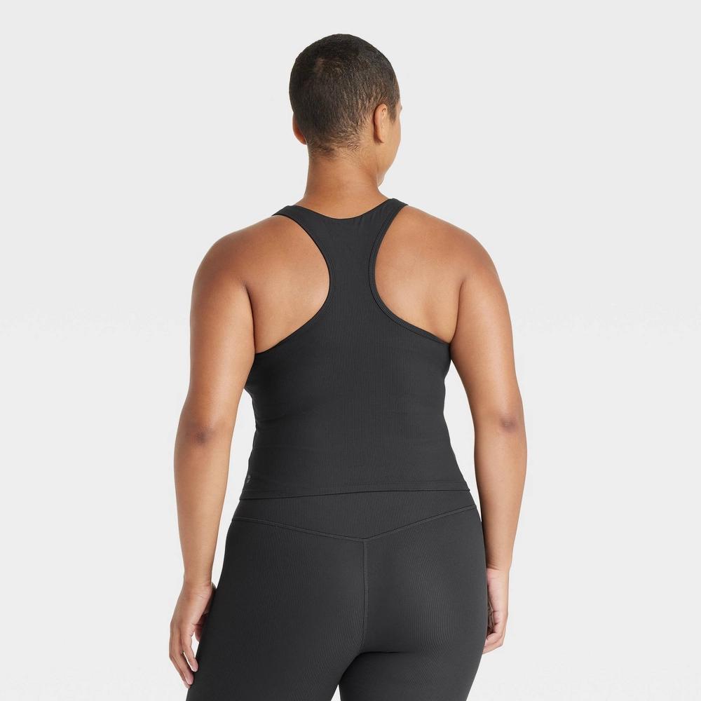 Womens Everyday Soft Rib Racerback Cropped Support Tank Top - All In Motion Black XS Product Image