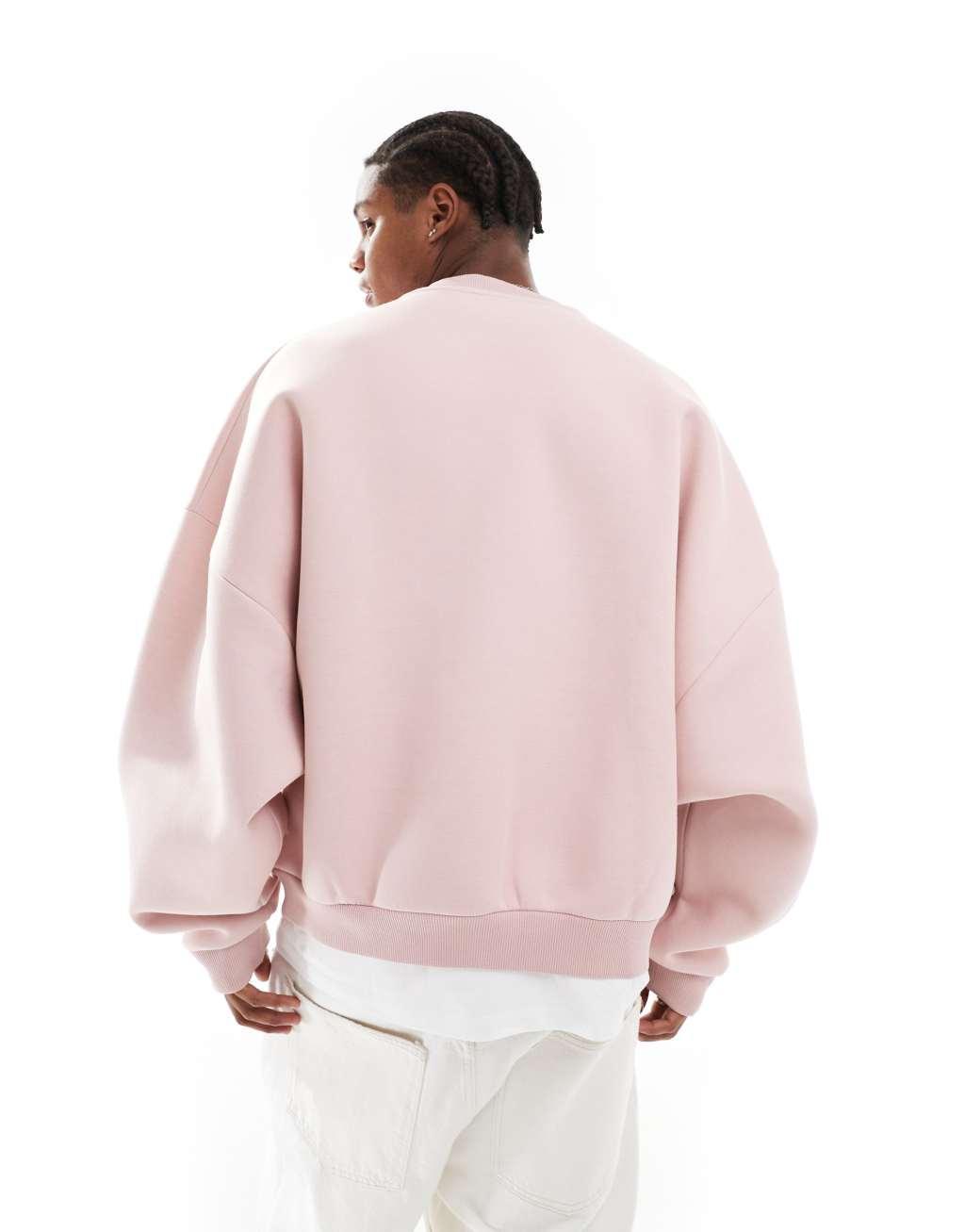 ASOS DESIGN heavyweight extreme oversized scuba sweatshirt in light pink  Product Image