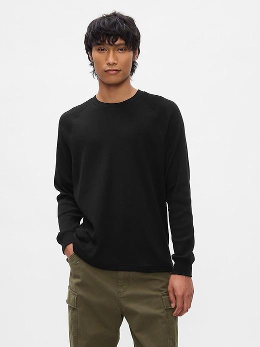 Waffle-Knit Raglan T-Shirt Product Image