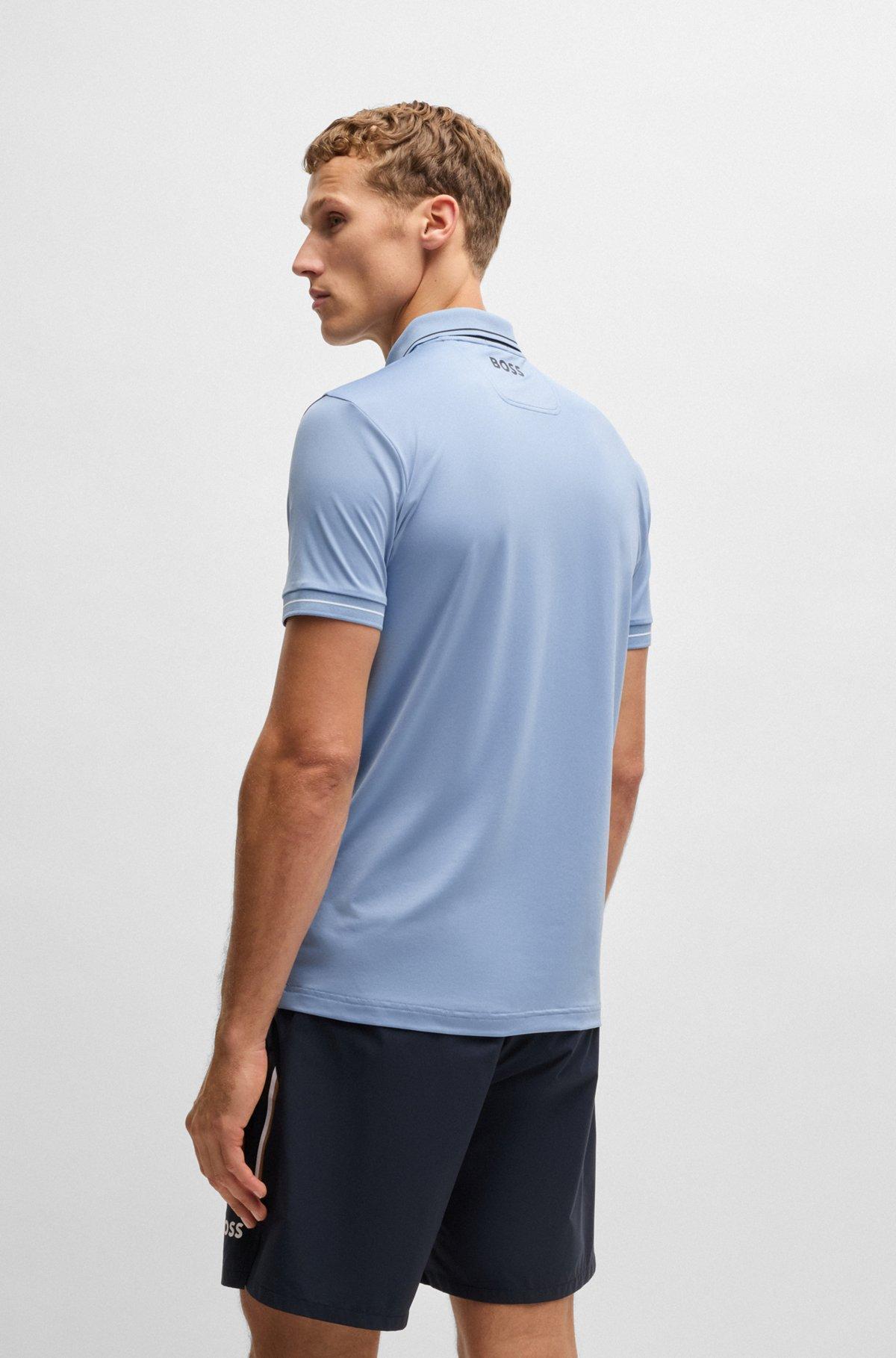 Slim-fit polo shirt with contrast logos Product Image