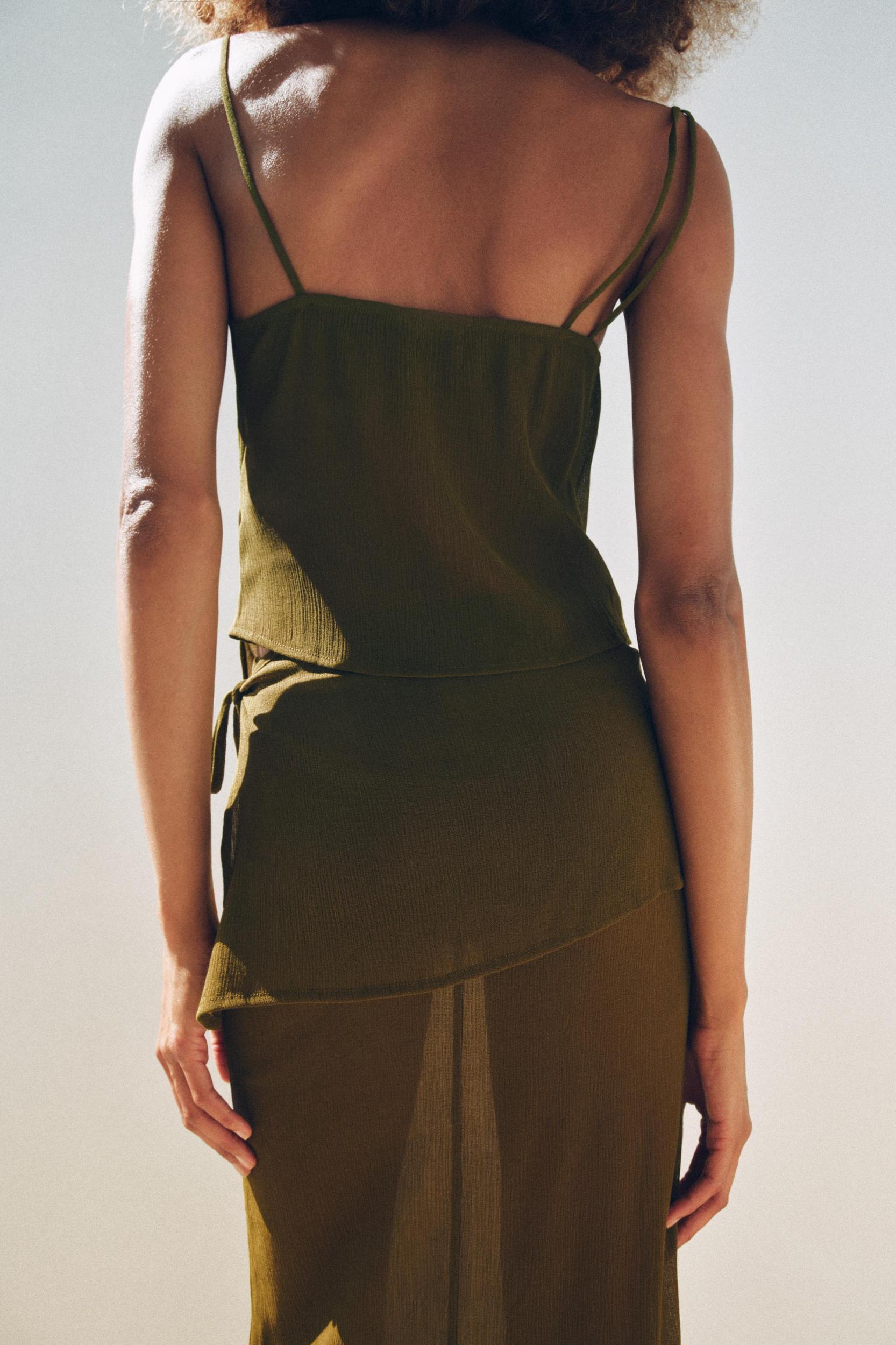 SEMI-SHEER TEXTURED ASYMMETRIC TOP Product Image