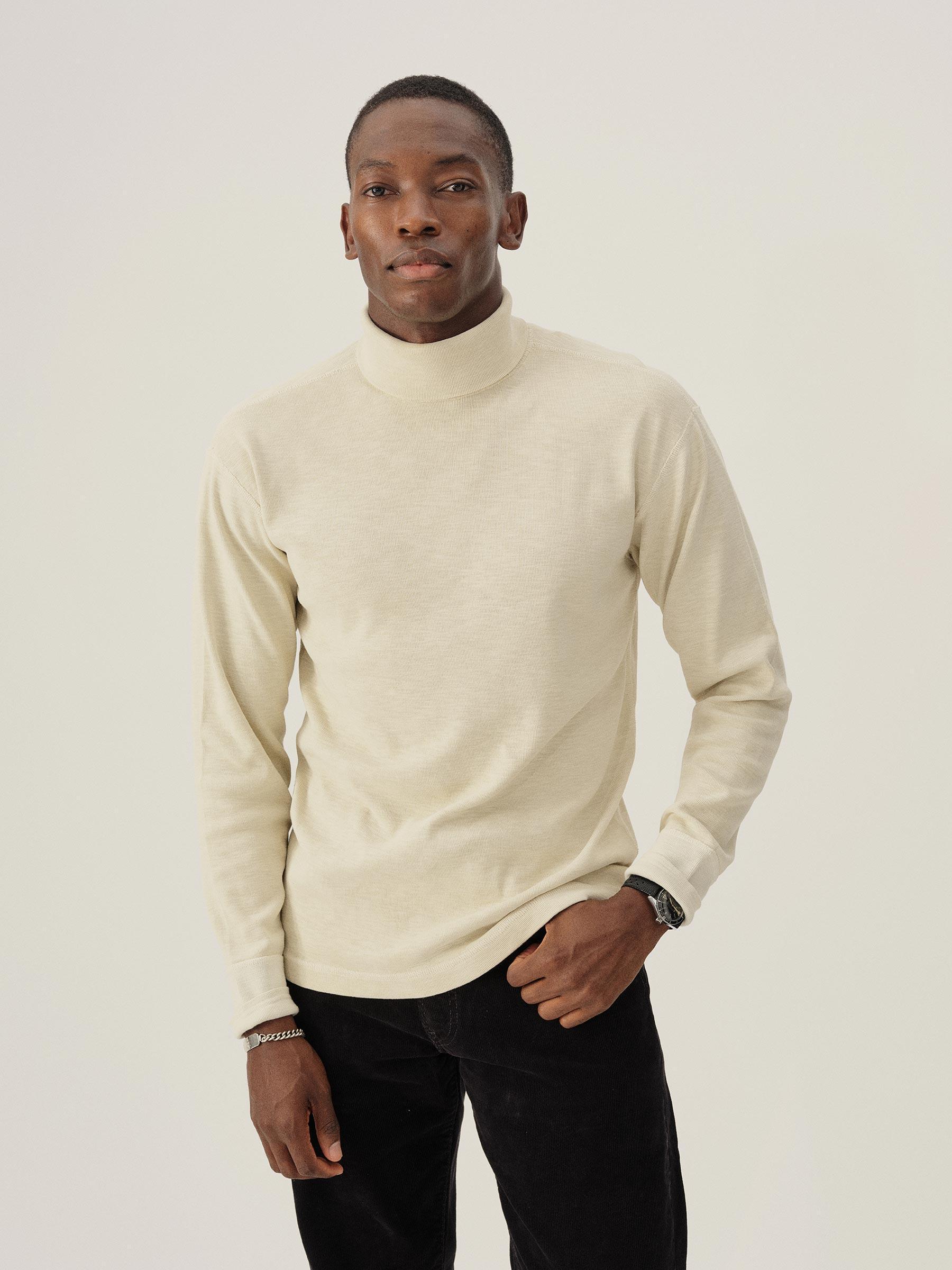 Worn White Sidewinder Rib Turtleneck Product Image