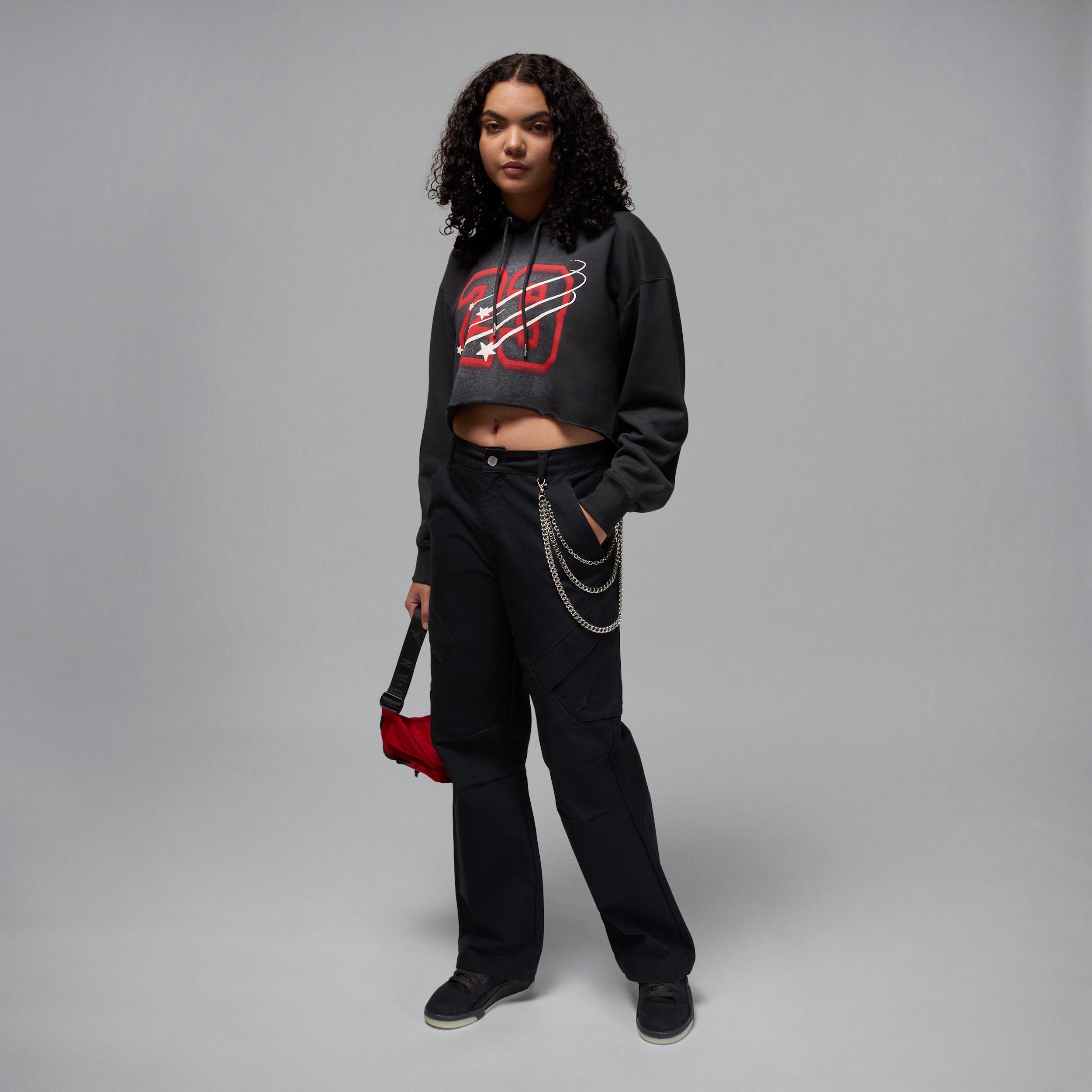 Women's Jordan Flight Fleece Cropped Satin-Lined Hoodie Product Image