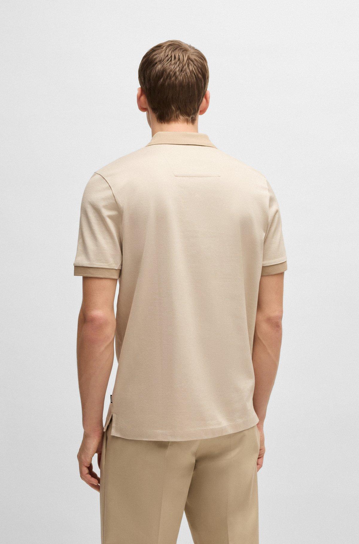 Micro-pattern polo shirt in mercerised cotton Product Image