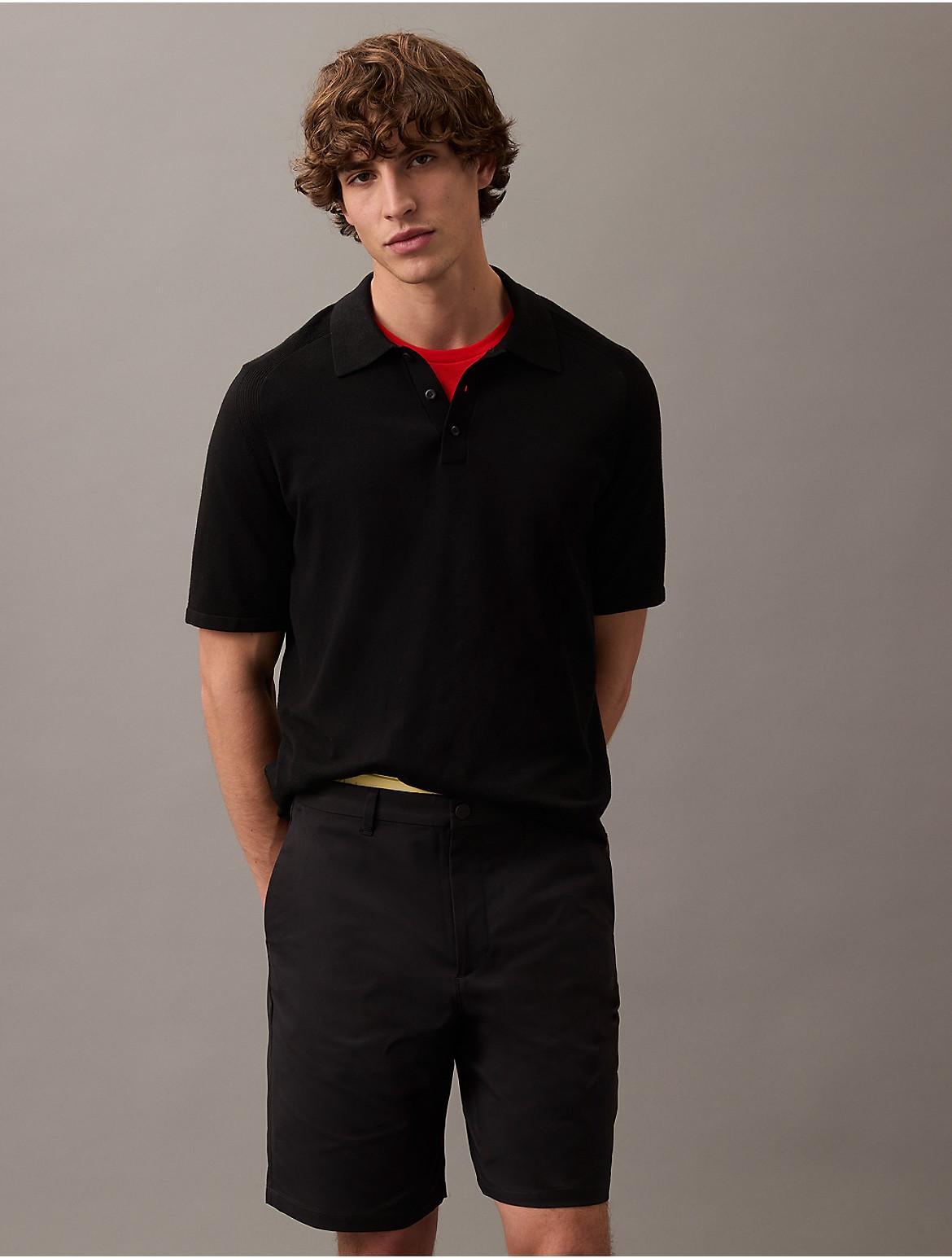 Calvin Klein Mens Tech Knit Polo Shirt - Black - S Product Image