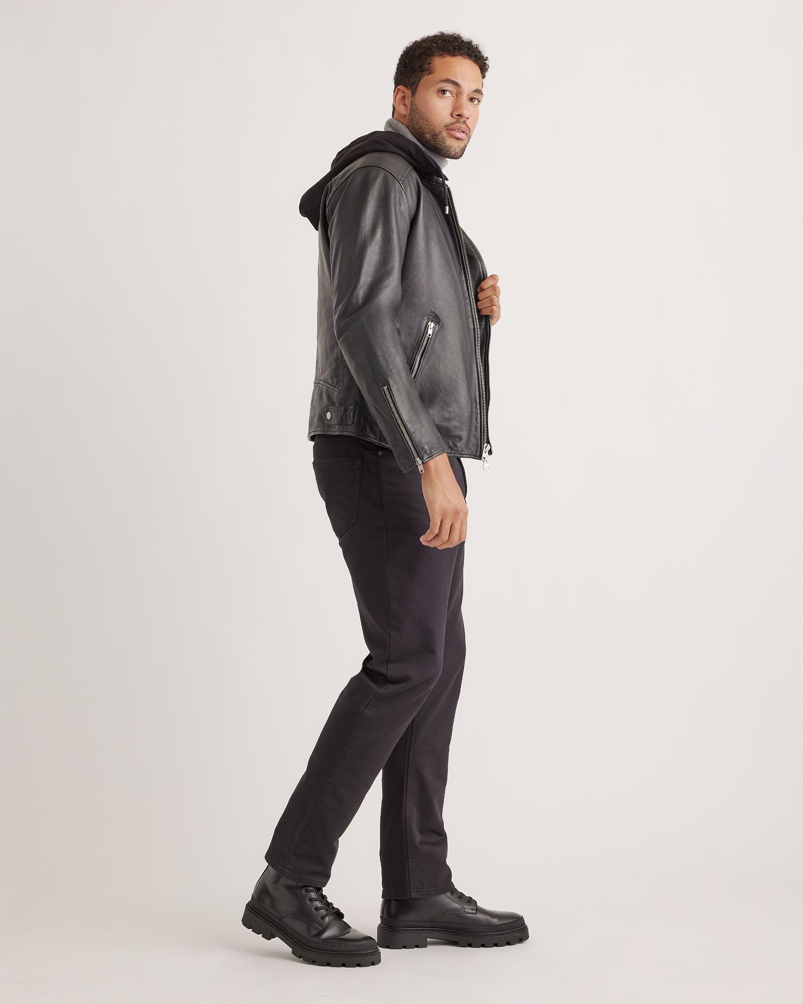 Quince | Men's 100% Washed Leather Jacket with Hood Product Image