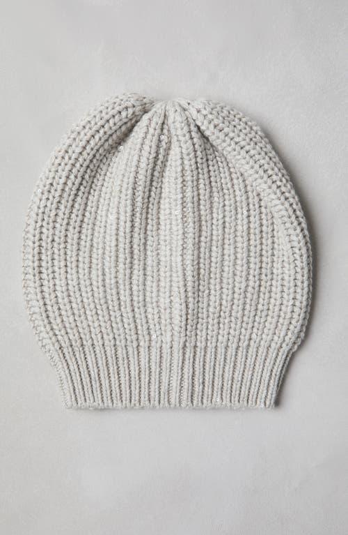 BRUNELLO CUCINELLI Ribbed-knit Cashmere Beanie In Pearl Grey Product Image