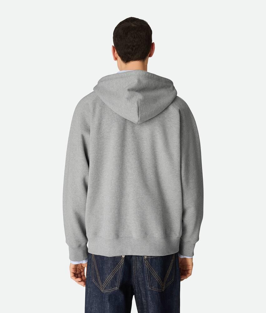 Men's Cotton Fleece Zip Hoodie in Pale grey melange Product Image