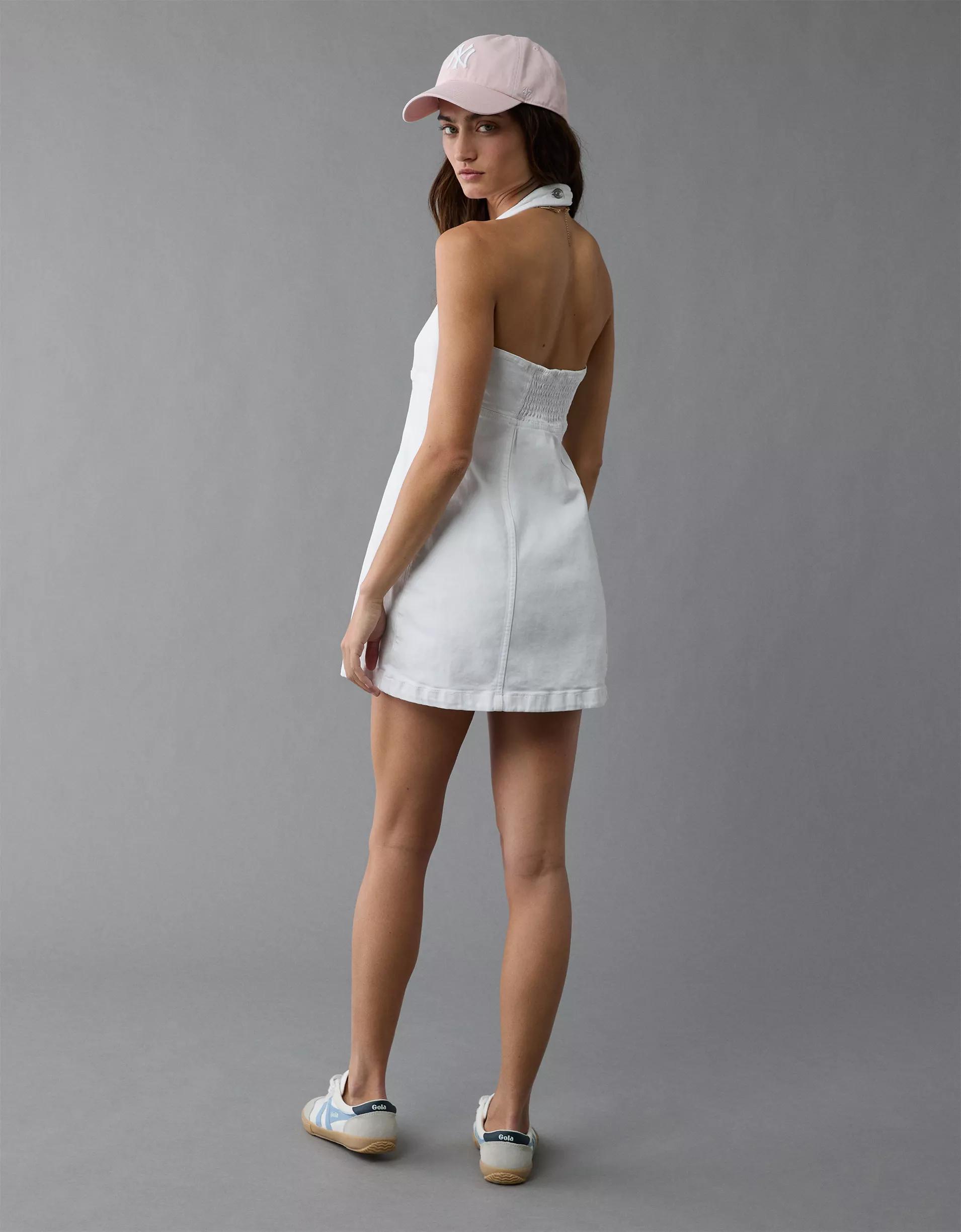 AE Denim Halter Button-Up Mini Dress Product Image