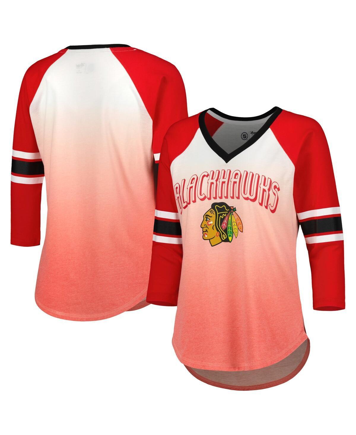 Womens G-III 4Her by Carl Banks Chicago Blackhawks Lead Off Tri-Blend Raglan 3/4-Sleeve V-Neck T-Shirt Product Image