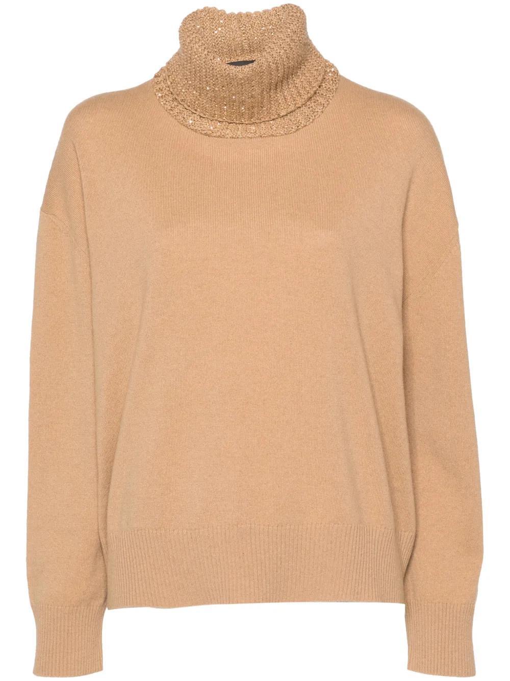 FABIANA FILIPPI Sequin-embellished Knitted Jumper In Brown Product Image